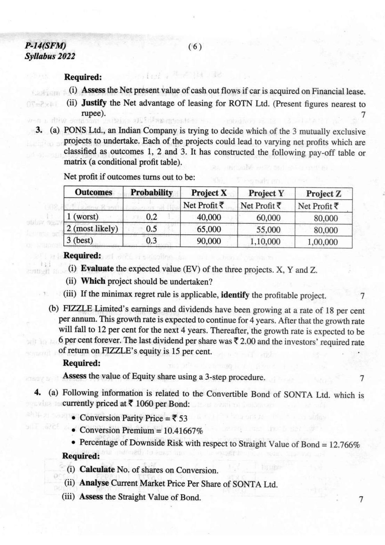 ICMAI Final December 2023 Question Paper - Strategic Financial Managemnt - Page 6
