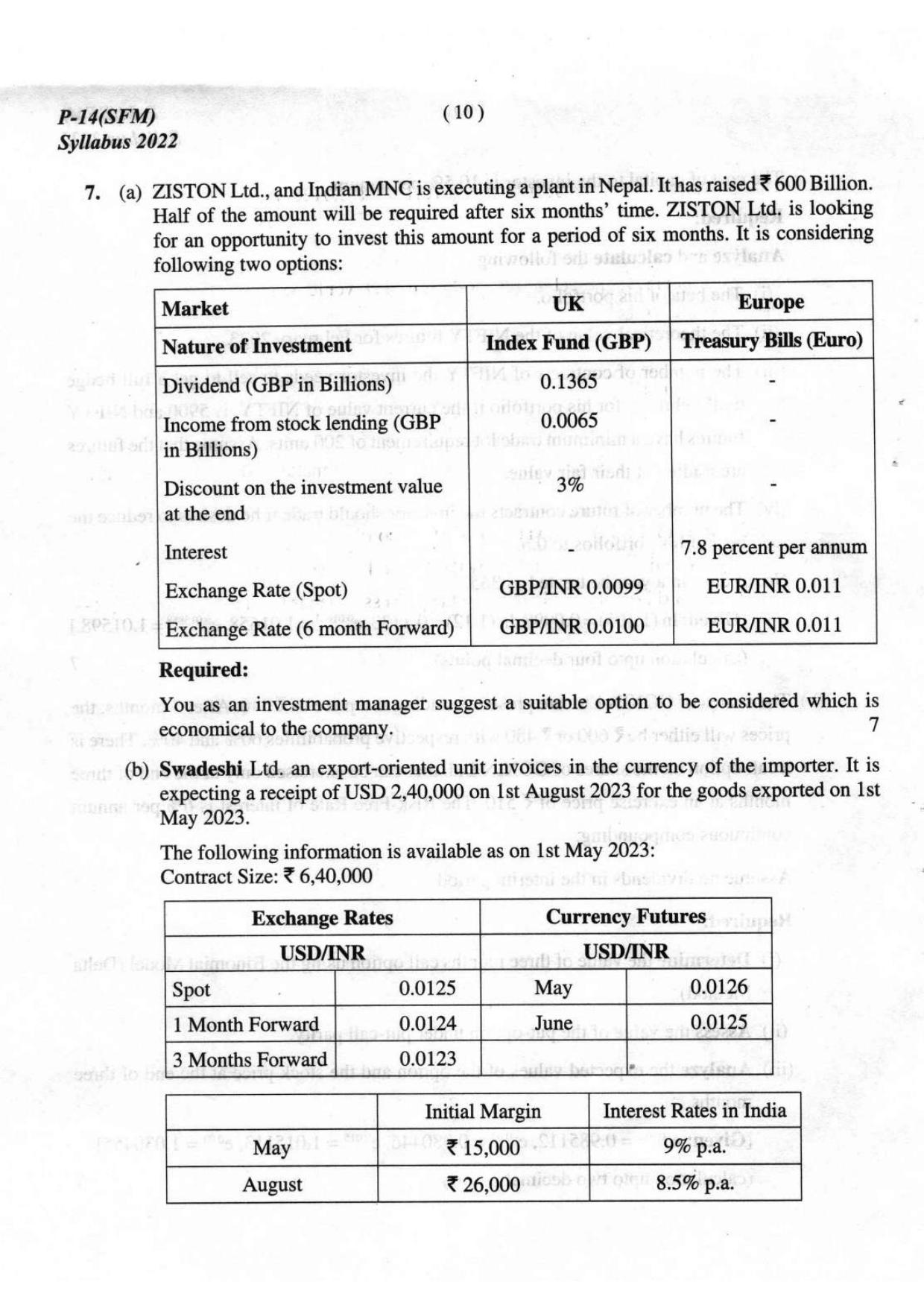 ICMAI Final December 2023 Question Paper - Strategic Financial Managemnt - Page 10