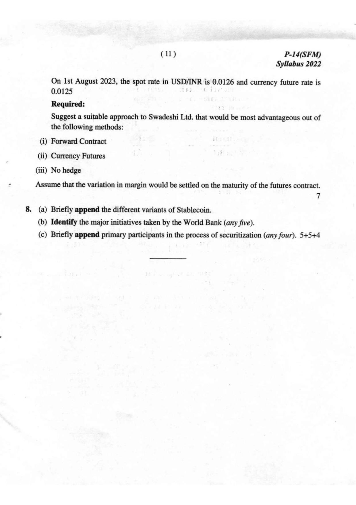 ICMAI Final December 2023 Question Paper - Strategic Financial Managemnt - Page 11