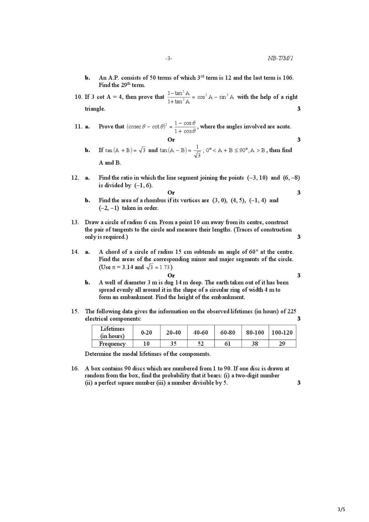 Nagaland Board Class 10 Maths 2021 Question Paper - Page 3
