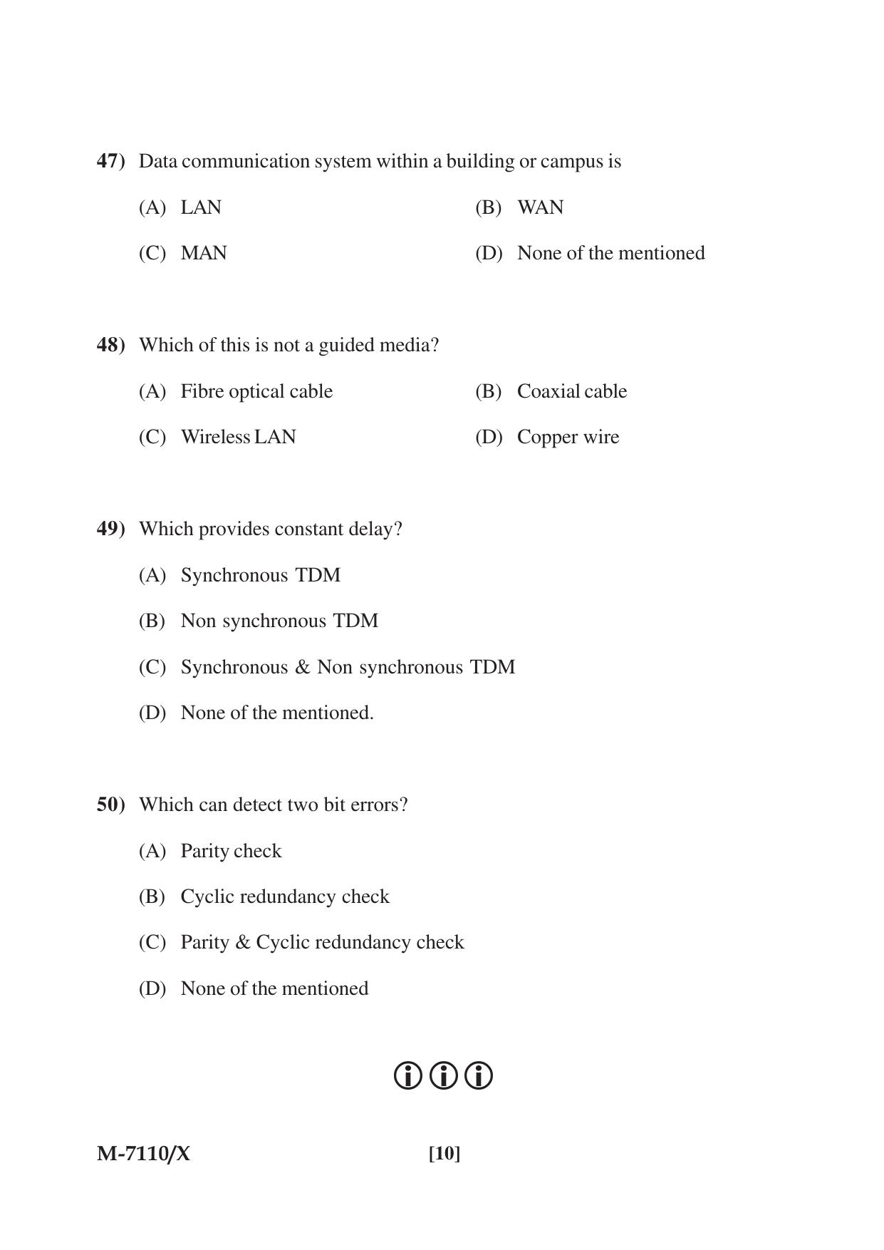 Mysore University PG Entrance Exam 2019: Computer Science Question Paper - Page 10