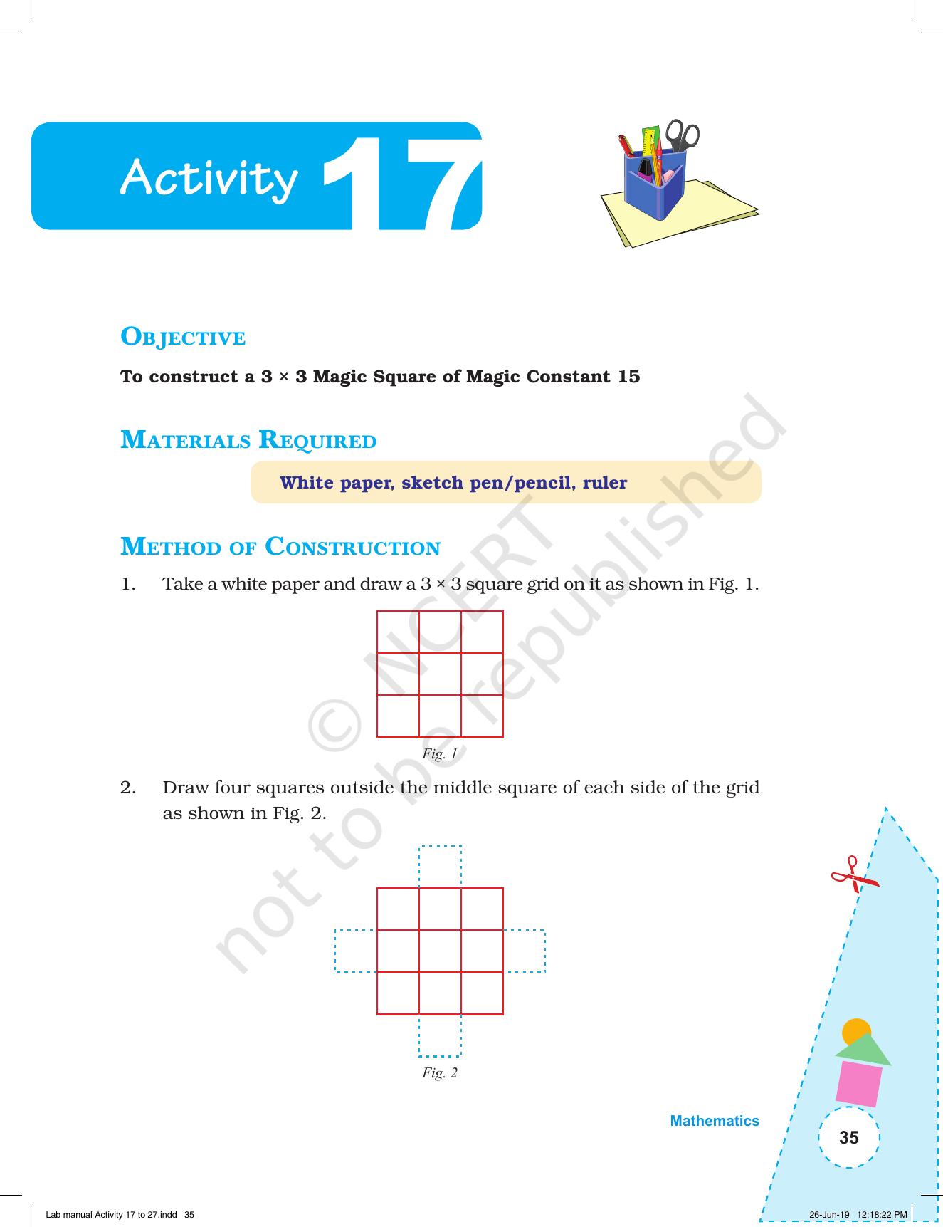 NCERT Laboratory Manuals for Class I to V: Mathematics - Activities for I to V (17- 27) and Projects - Page 1