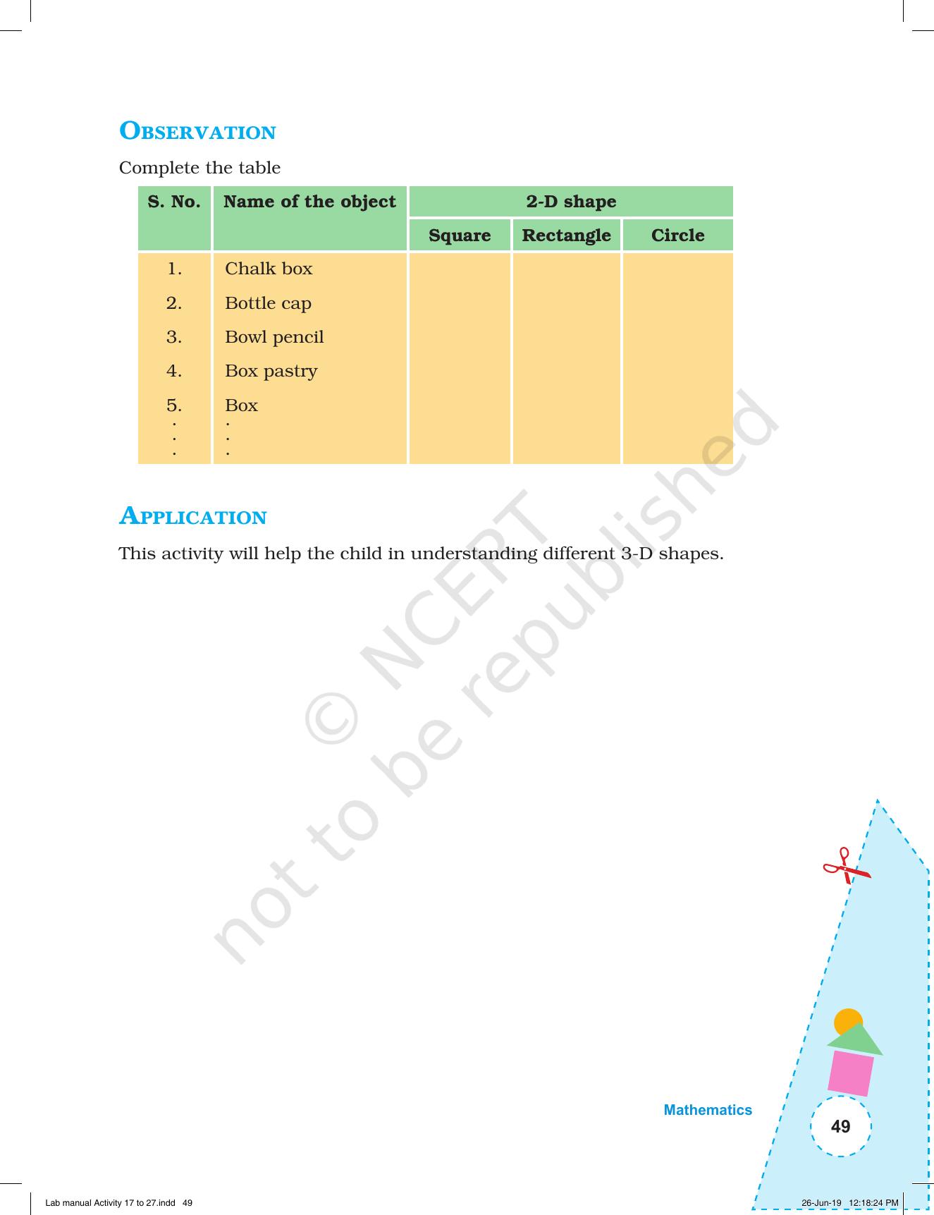NCERT Laboratory Manuals for Class I to V: Mathematics - Activities for I to V (17- 27) and Projects - Page 15