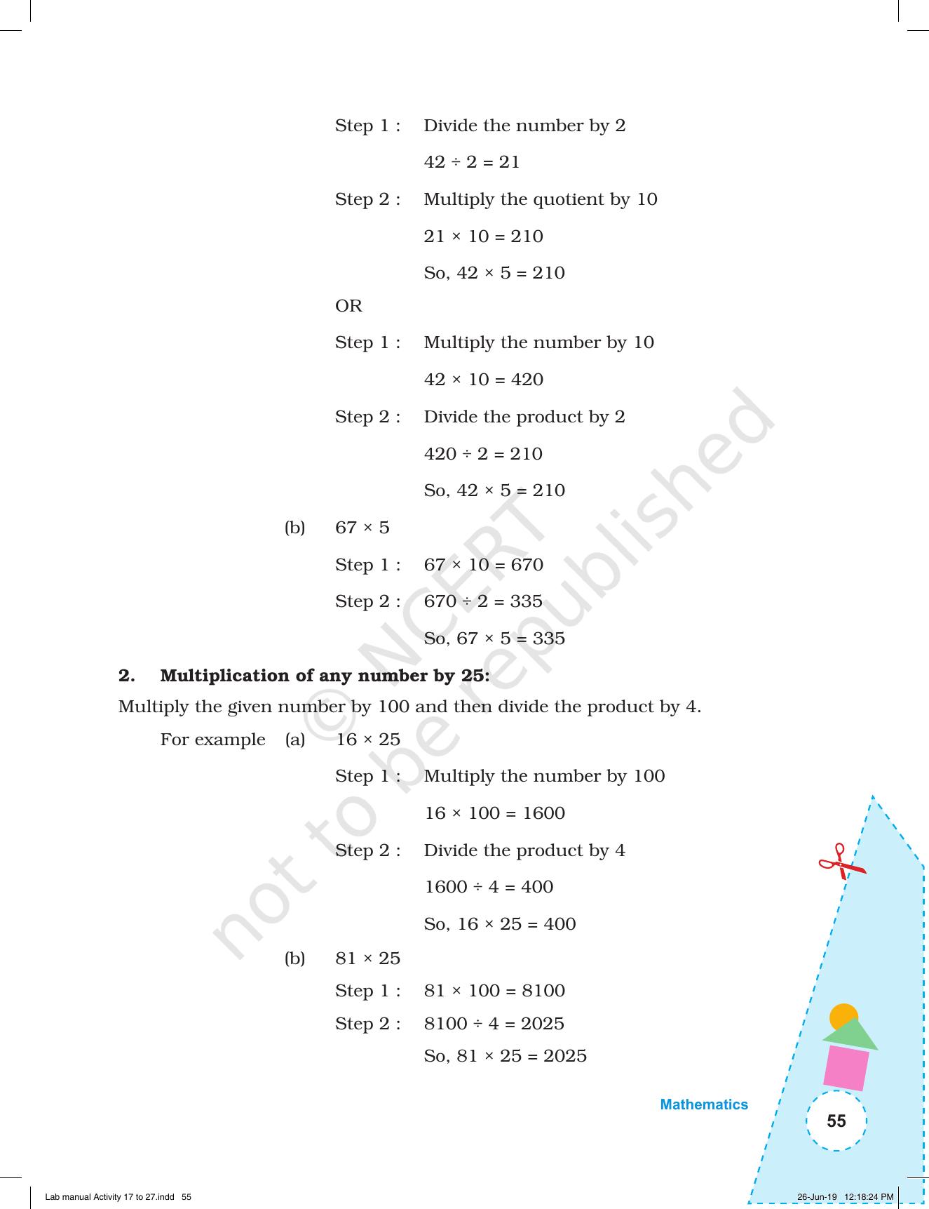 NCERT Laboratory Manuals for Class I to V: Mathematics - Activities for I to V (17- 27) and Projects - Page 21