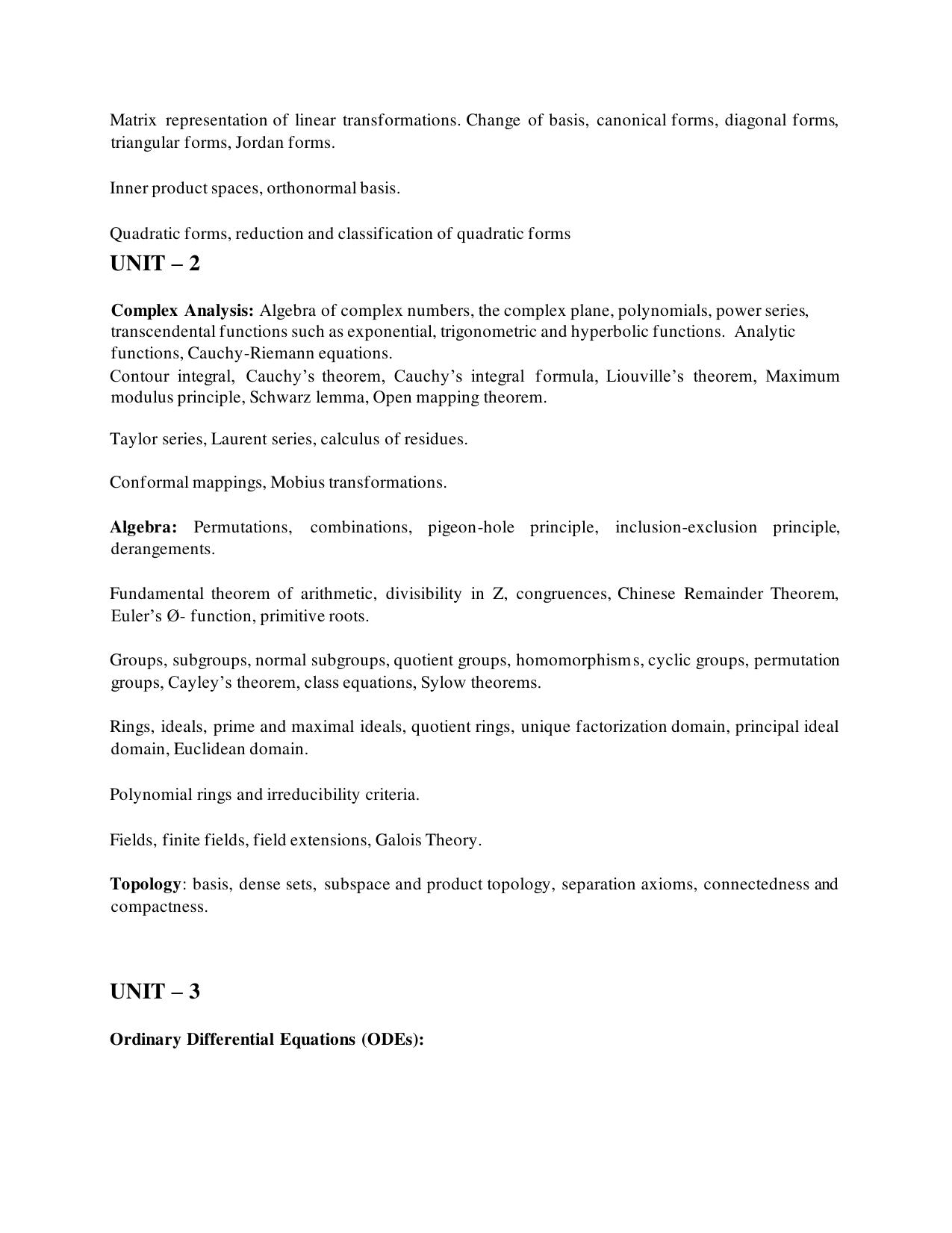 TNSET Syllabus - Mathematical Sciences - Page 2