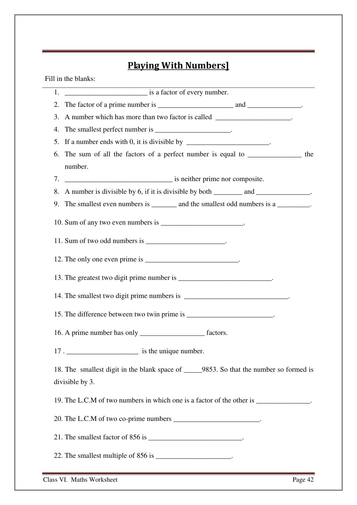 CBSE Worksheets for Class 6 Maths Assignment 3 - Page 10