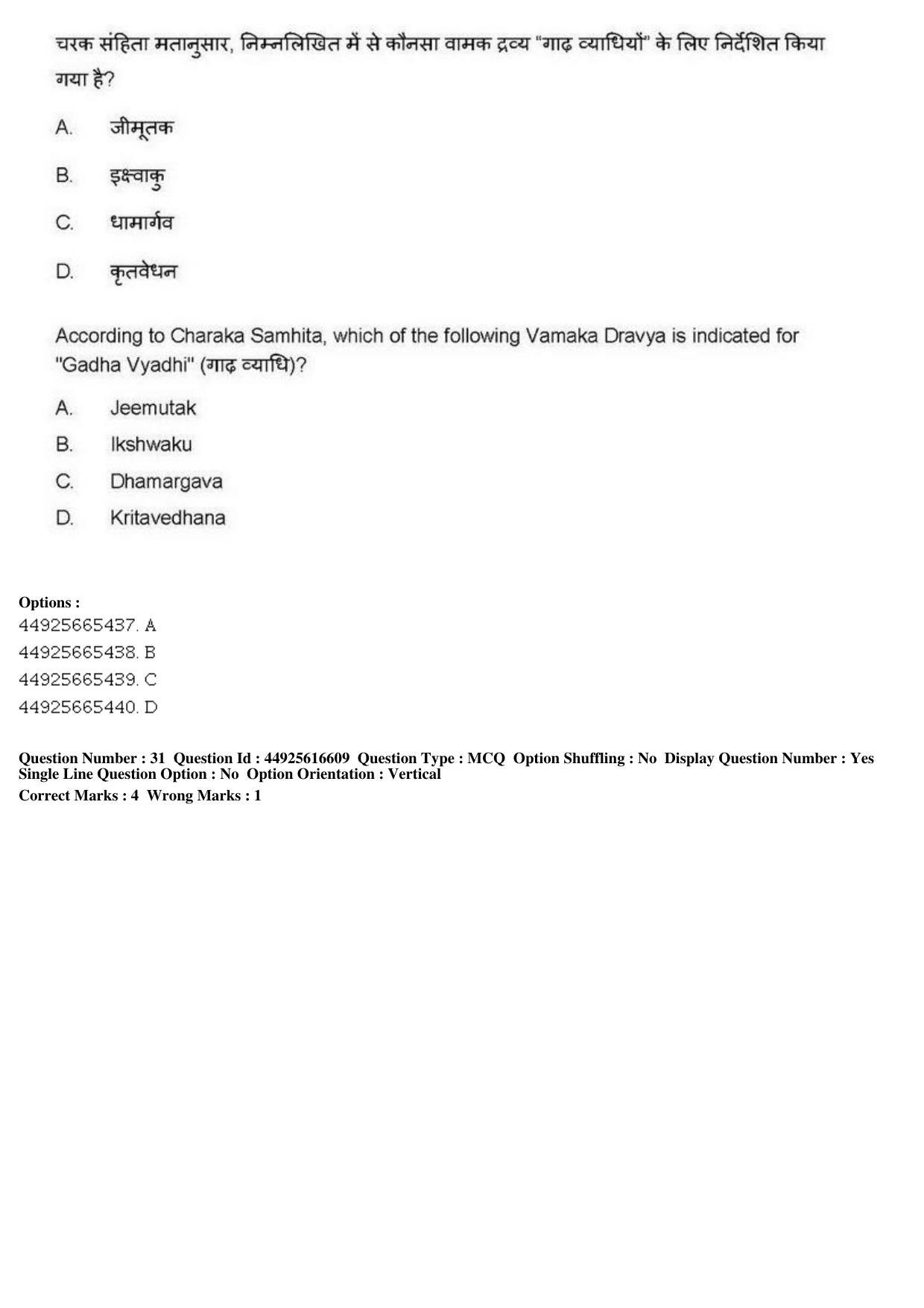 AIAPGET 2019 Ayurveda Question Paper - Page 49