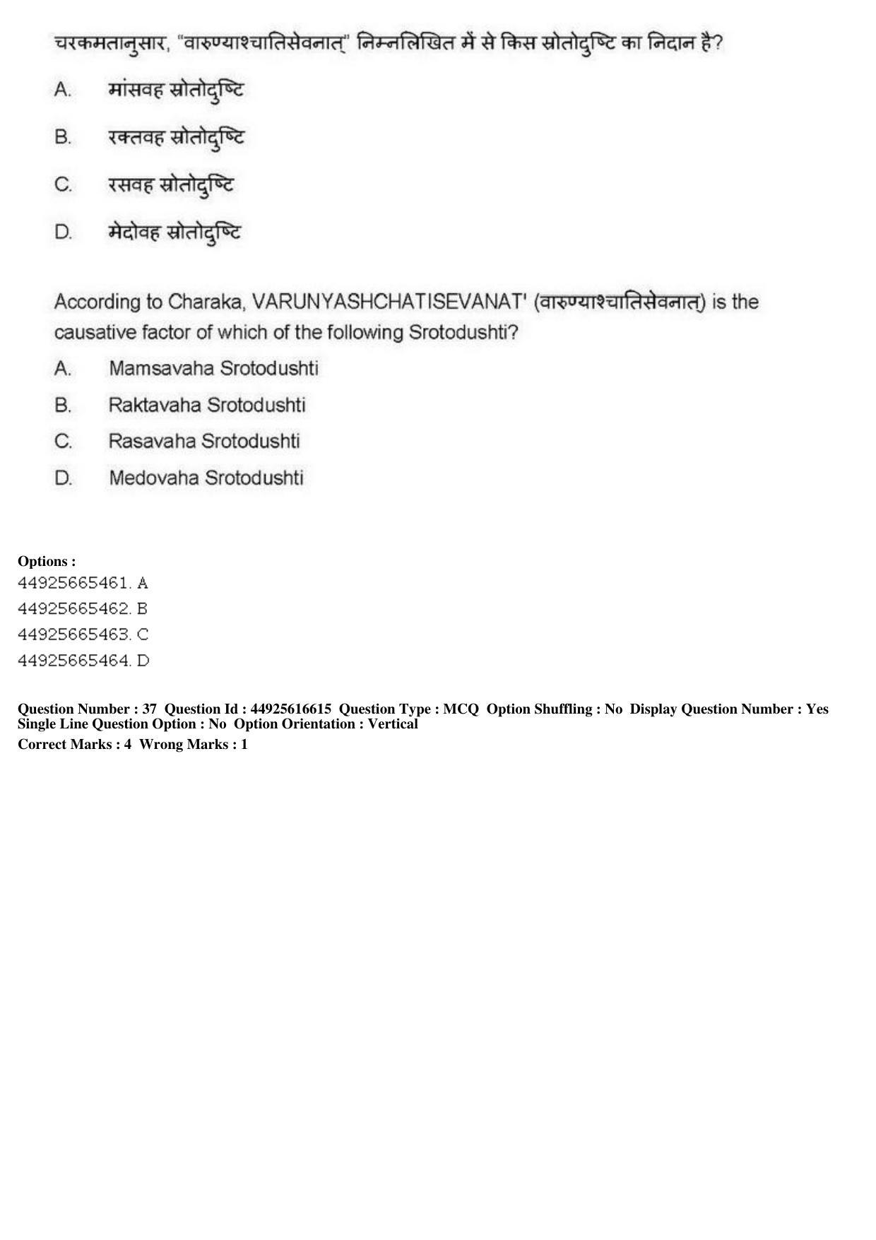 AIAPGET 2019 Ayurveda Question Paper - Page 61