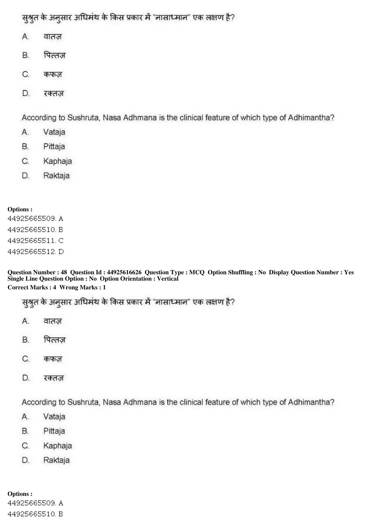 AIAPGET 2019 Ayurveda Question Paper - Page 77