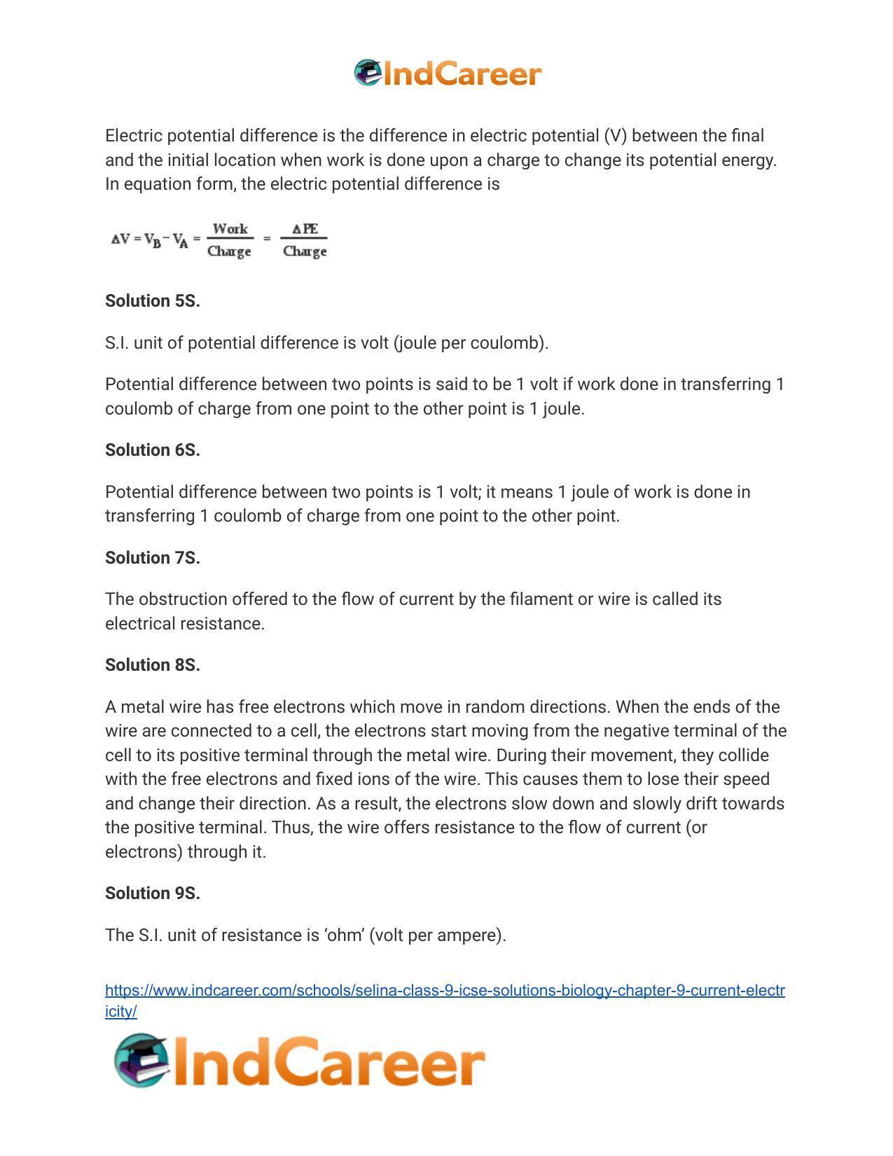 Selina Class 9 ICSE Solutions Biology : Chapter 9- Current Electricity - Page 9