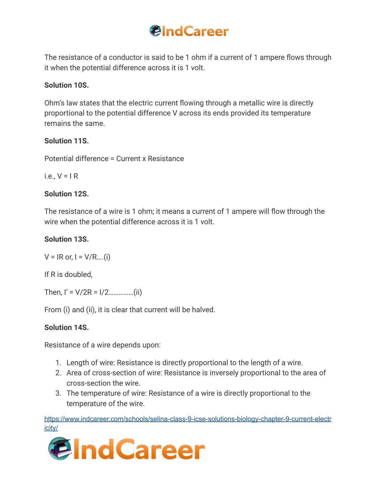 Selina Class 9 ICSE Solutions Biology : Chapter 9- Current Electricity - Page 10