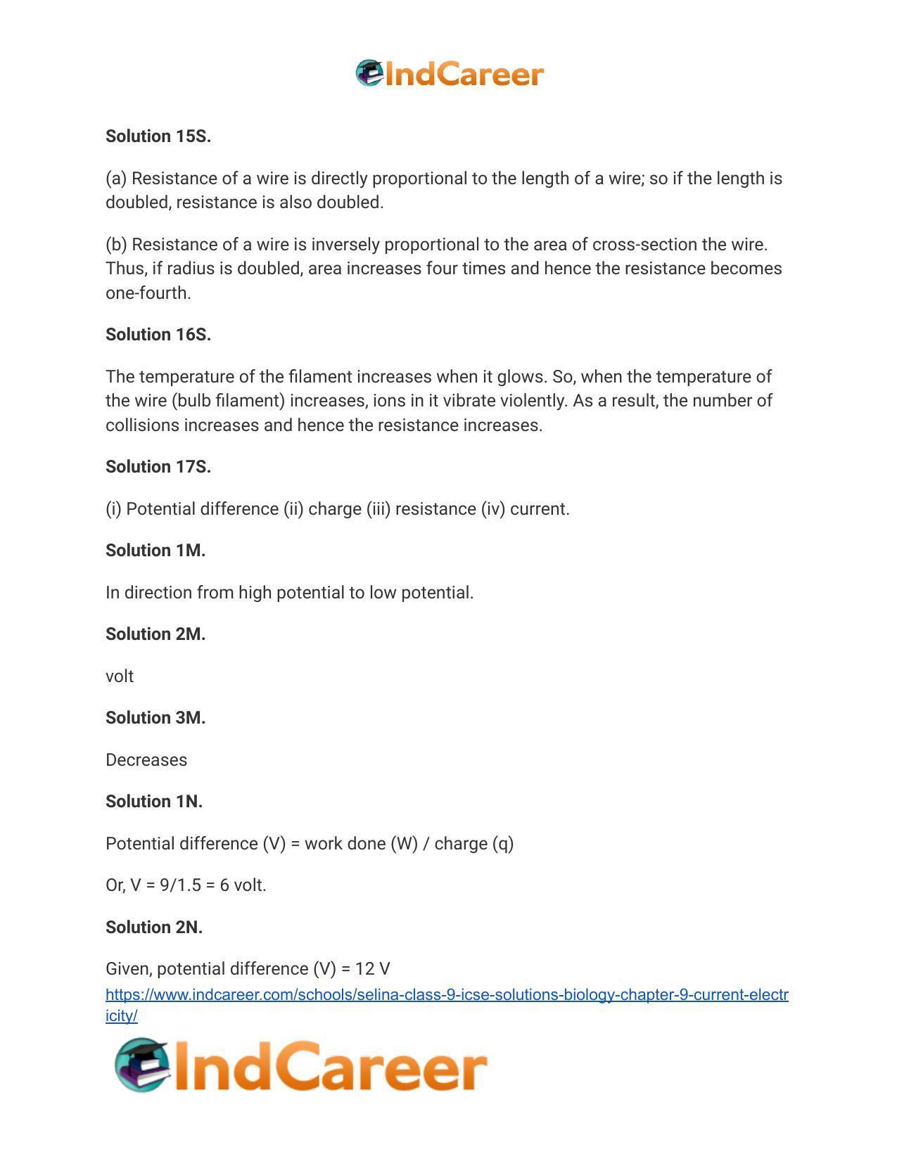 Selina Class 9 ICSE Solutions Biology : Chapter 9- Current Electricity - Page 11