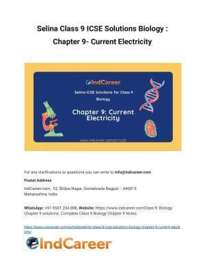 Selina Class 9 ICSE Solutions Biology : Chapter 9- Current Electricity