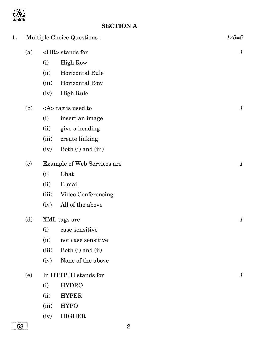 CBSE Class 10 53 FIT 2019 Compartment Question Paper - Page 2