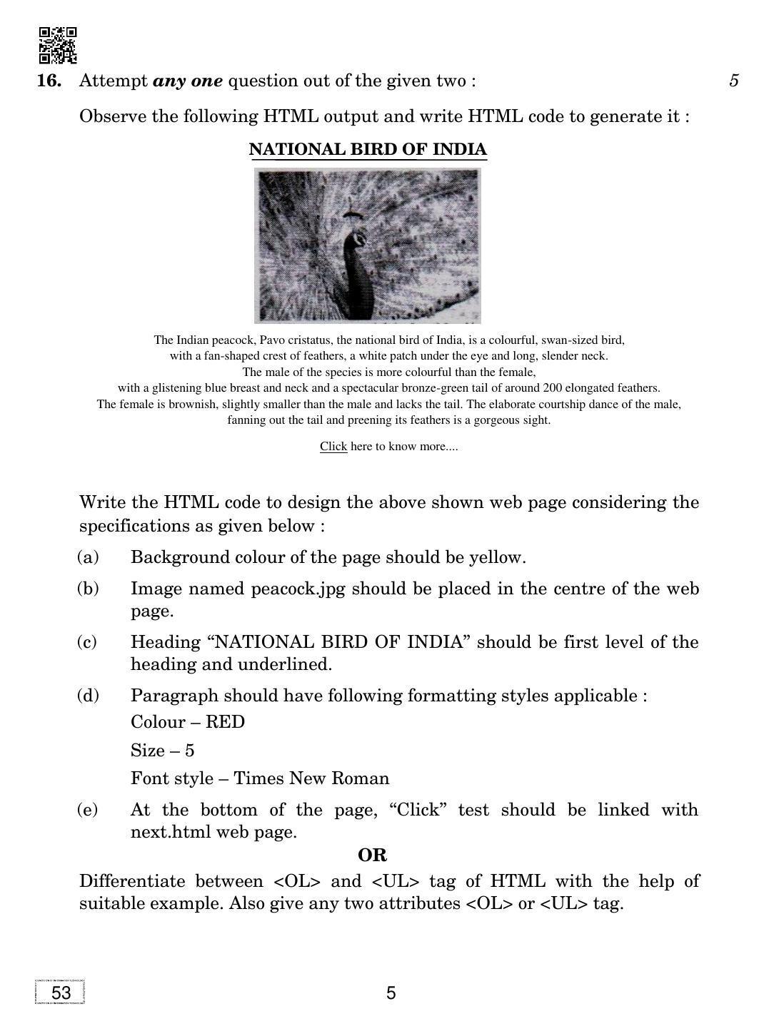 CBSE Class 10 53 FIT 2019 Compartment Question Paper - Page 5