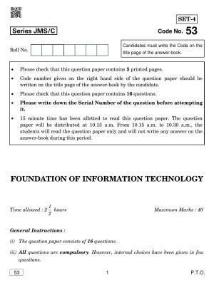 CBSE Class 10 53 FIT 2019 Compartment Question Paper