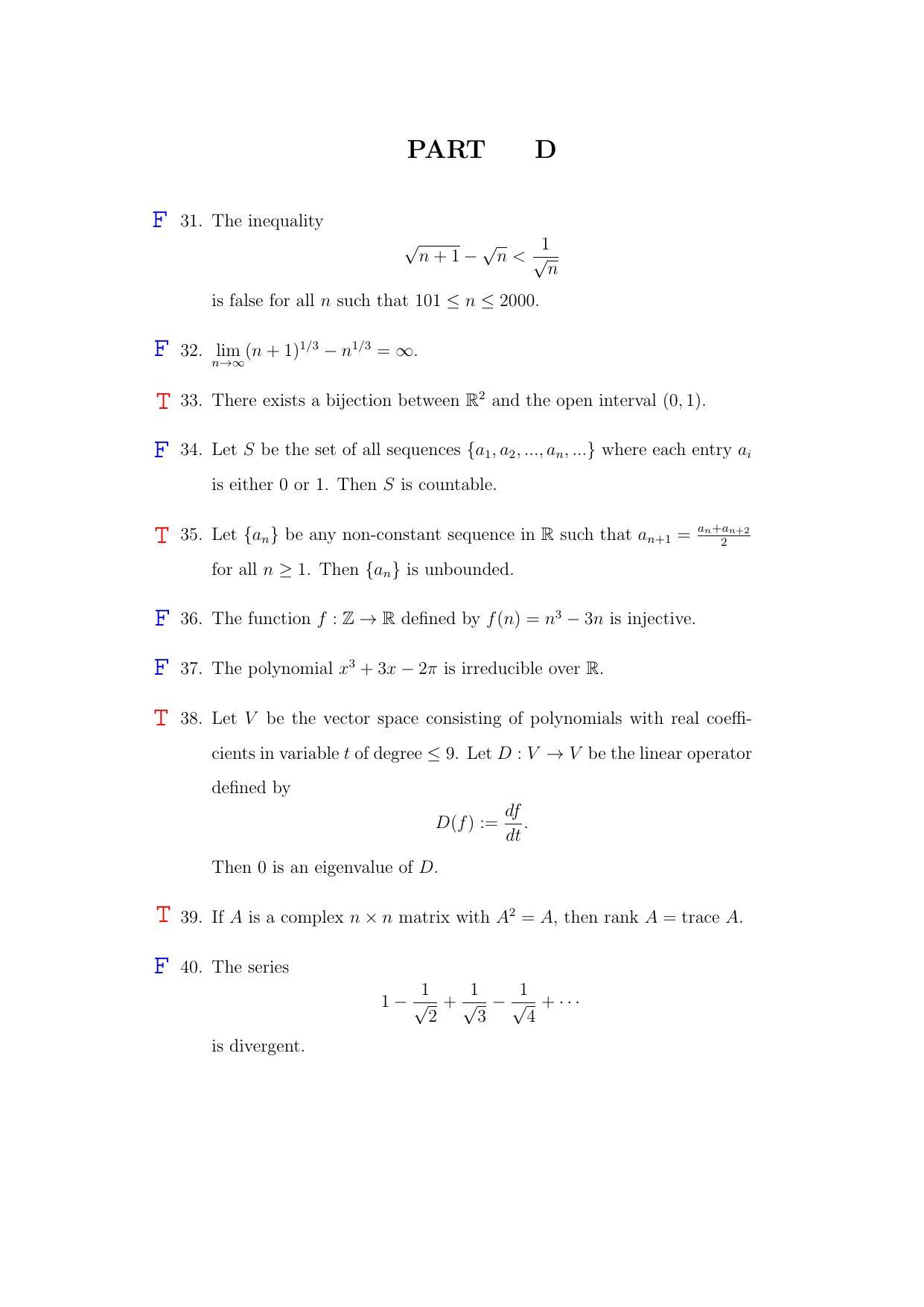 TIFR GS 2013 Mathematics Question Paper - Page 6