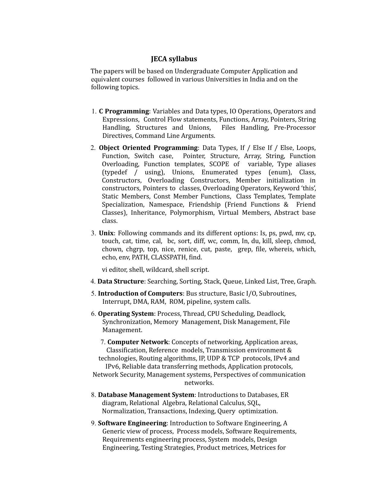 WB JECA syllabus - Page 1