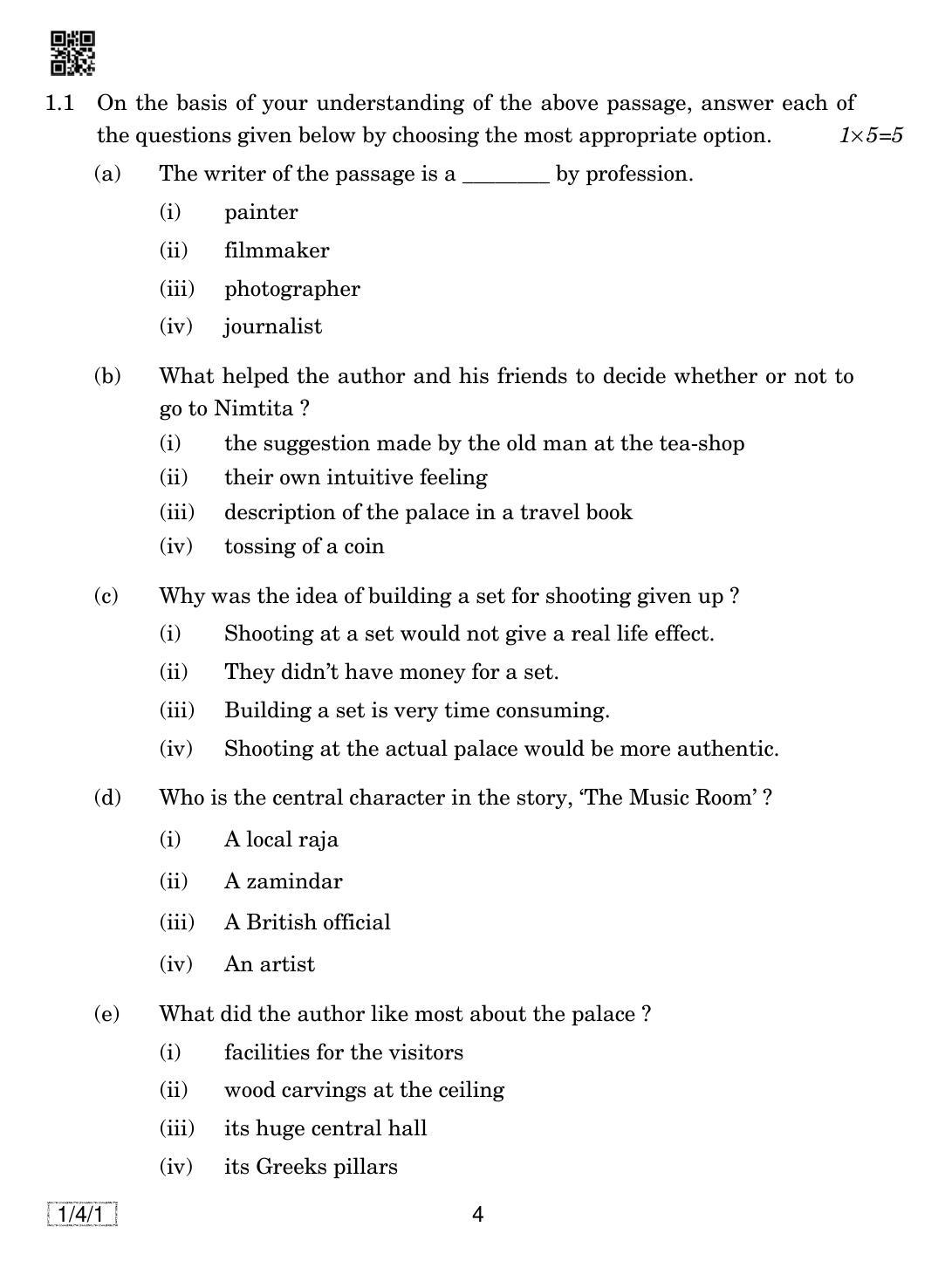 CBSE Class 12 1-4-1 English Core 2019 Question Paper - Page 4