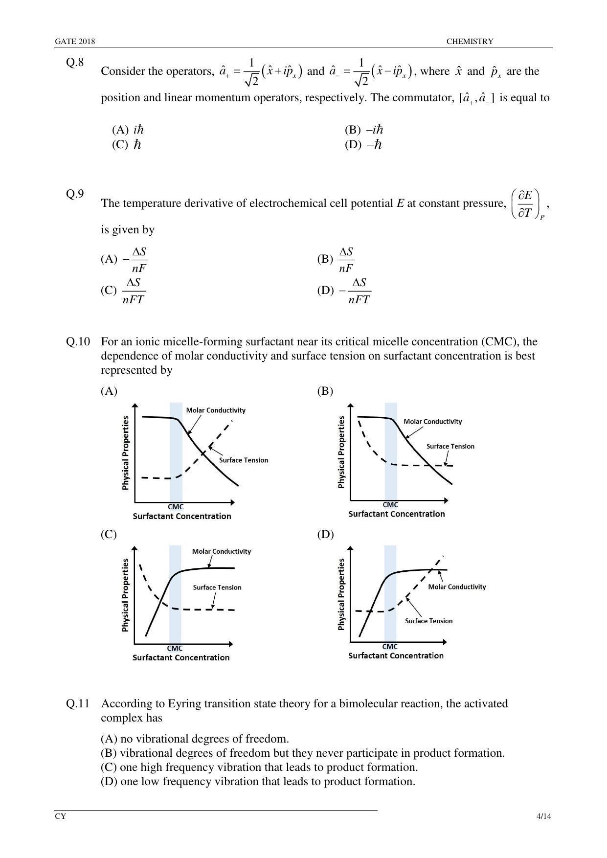 GATE 2018 Chemistry (CY) Question Paper with Answer Key - Page 6