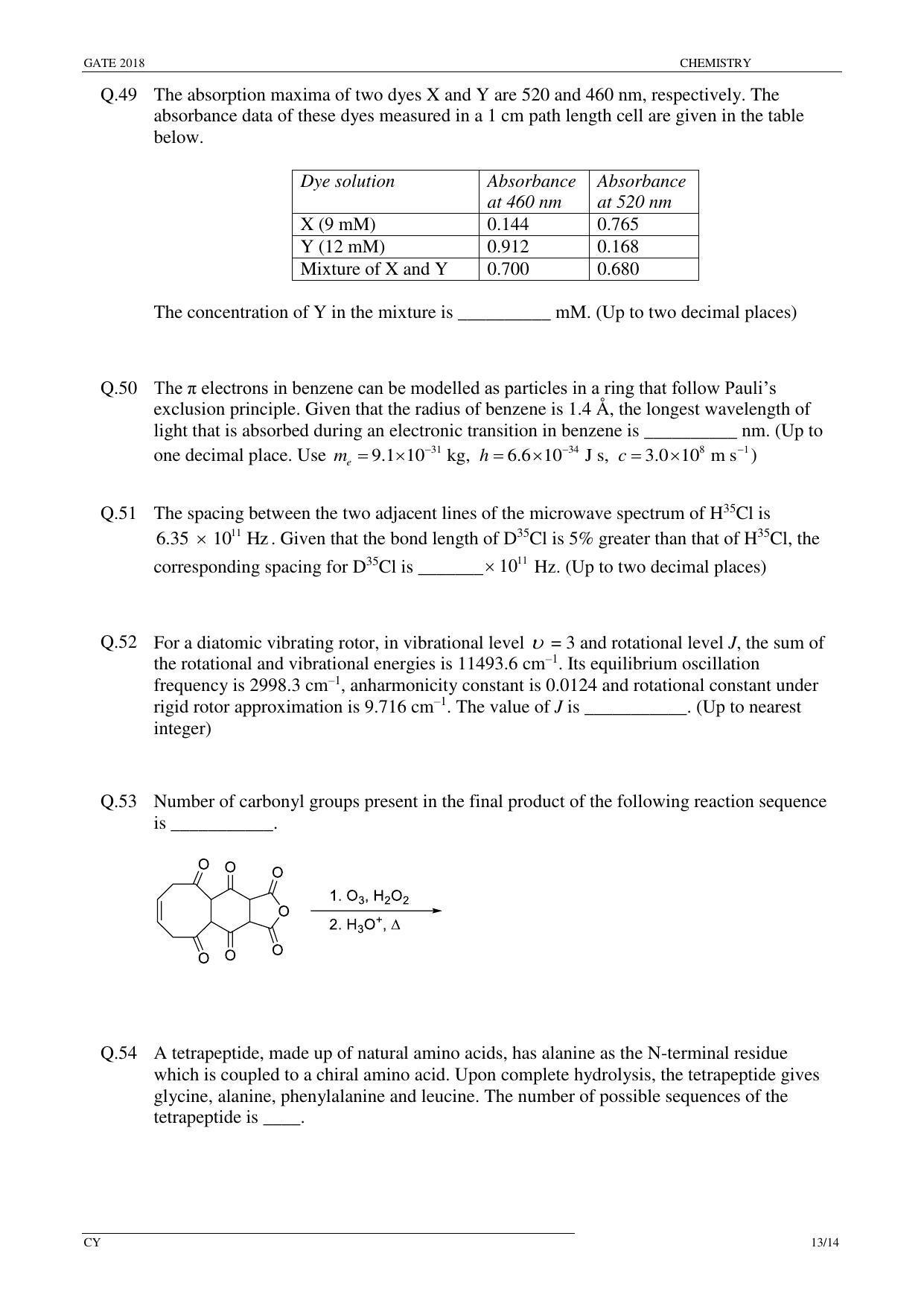 GATE 2018 Chemistry (CY) Question Paper with Answer Key - Page 15