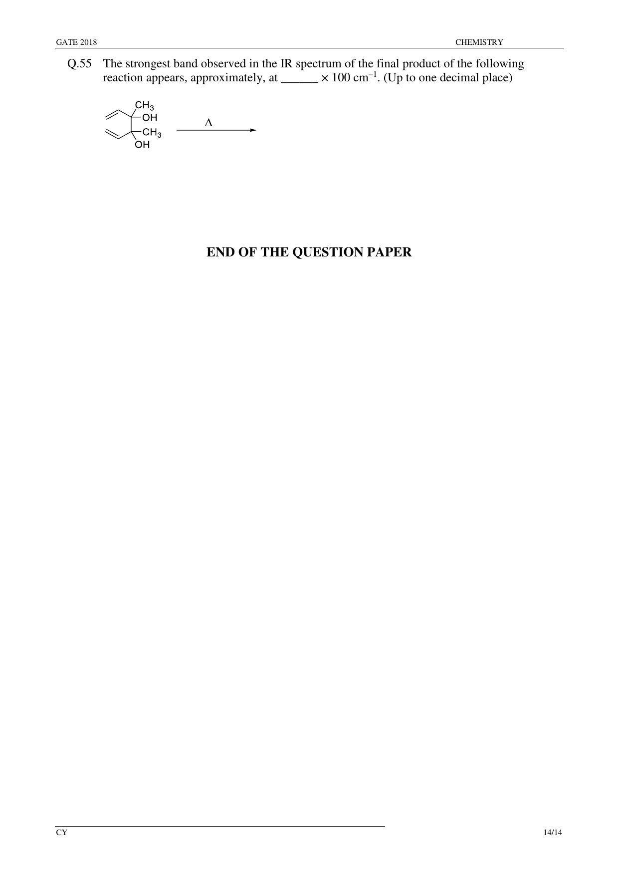 GATE 2018 Chemistry (CY) Question Paper with Answer Key - Page 16