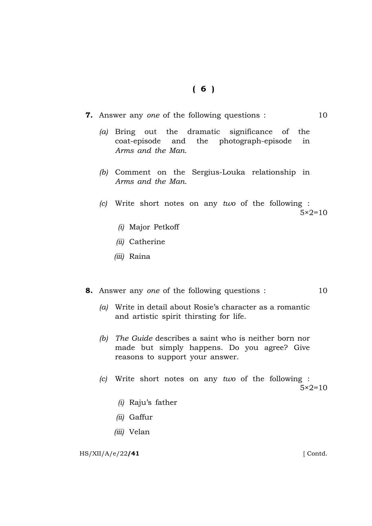Meghalaya Board (MBOSE) Class 12 ELECTIVE ENGLISH (HS-XII-A-e-22) 2022 Question Paper - Page 6