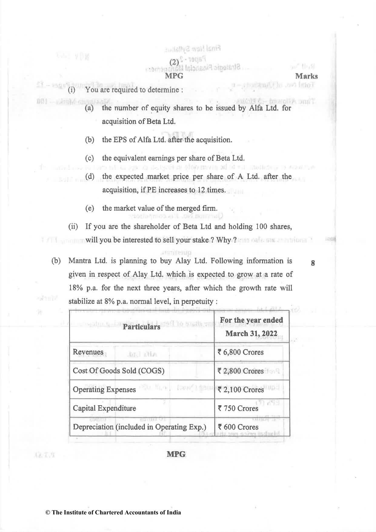 CA Final Nov 2022 Question Paper - Paper 2 – Strategic Financial Management - Page 2