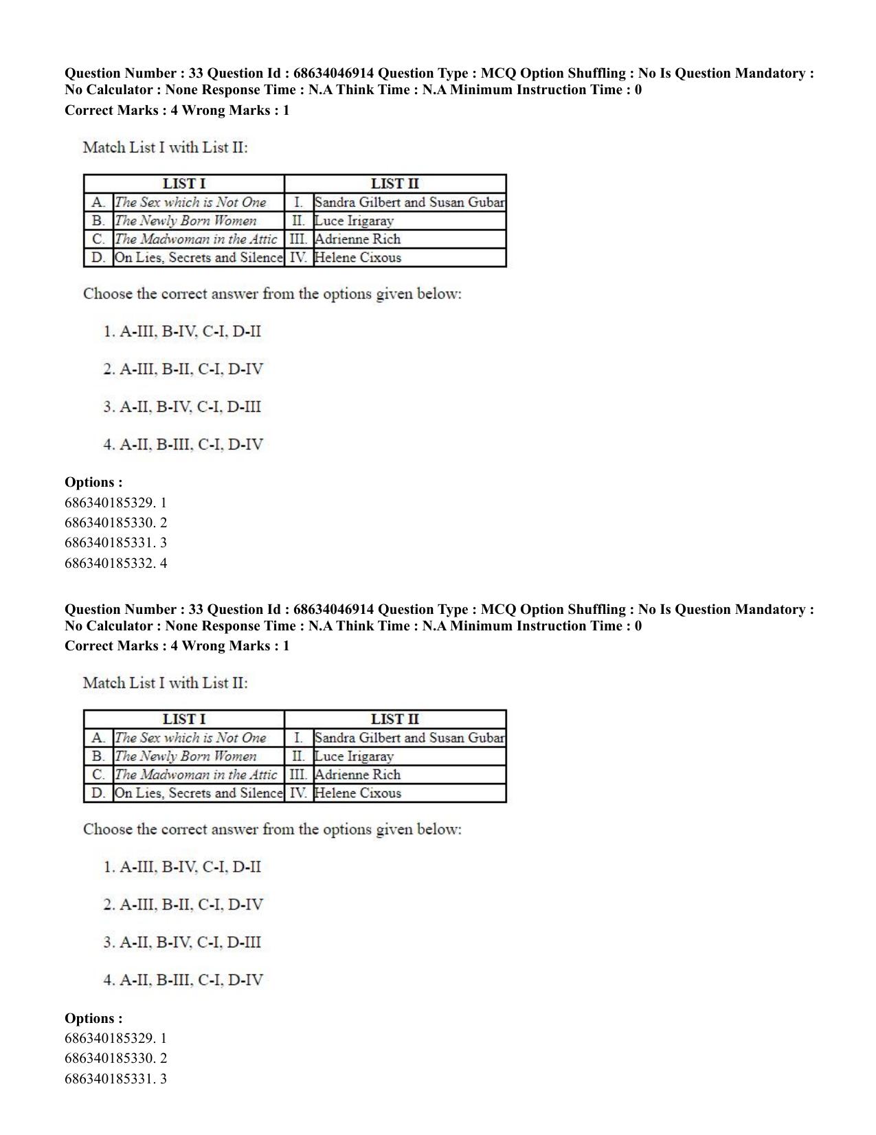 CUET PG 2023: LAQP01 – English (Eng)-shift 2 (30-06-2023) Question Paper - Page 33
