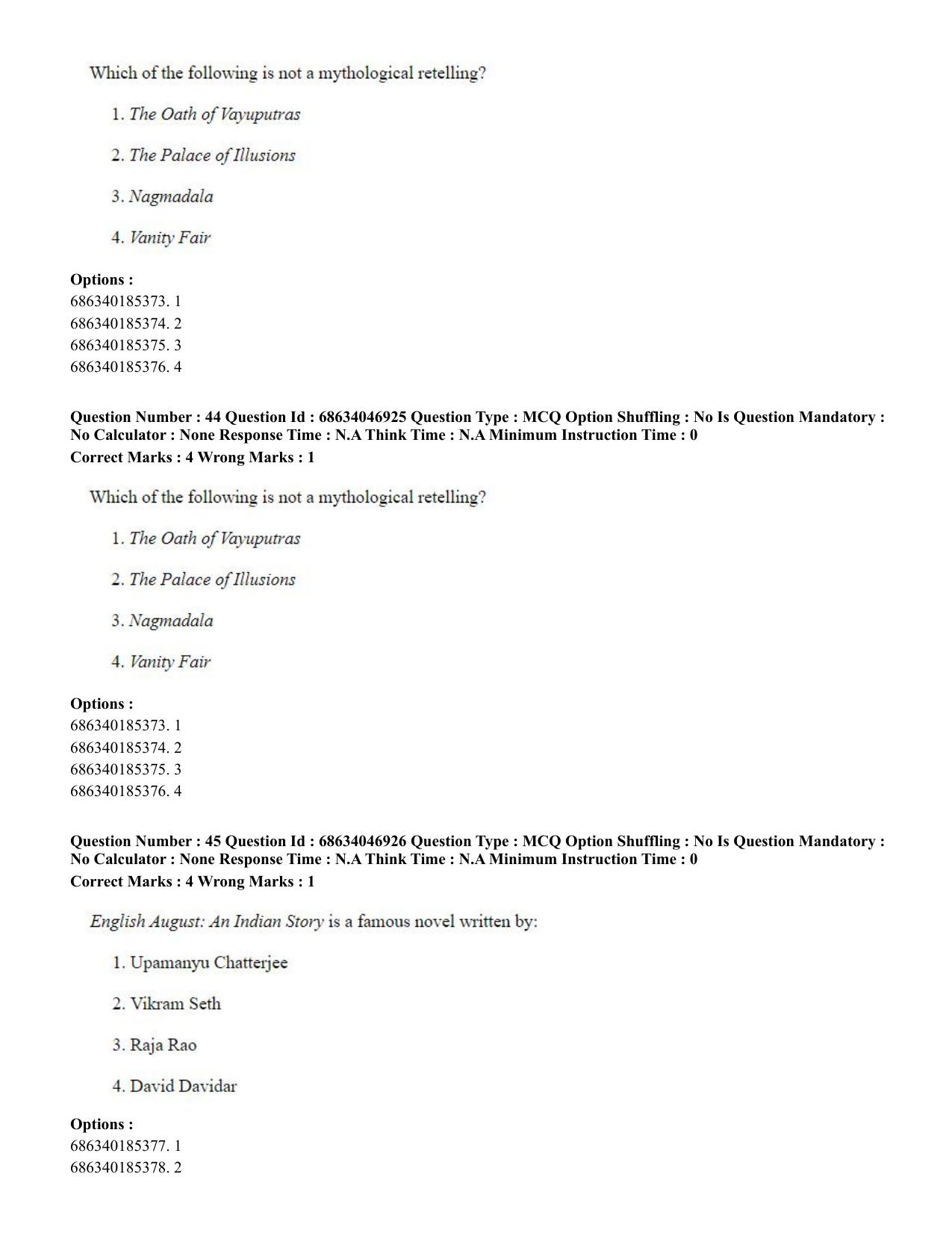 CUET PG 2023: LAQP01 – English (Eng)-shift 2 (30-06-2023) Question Paper - Page 43