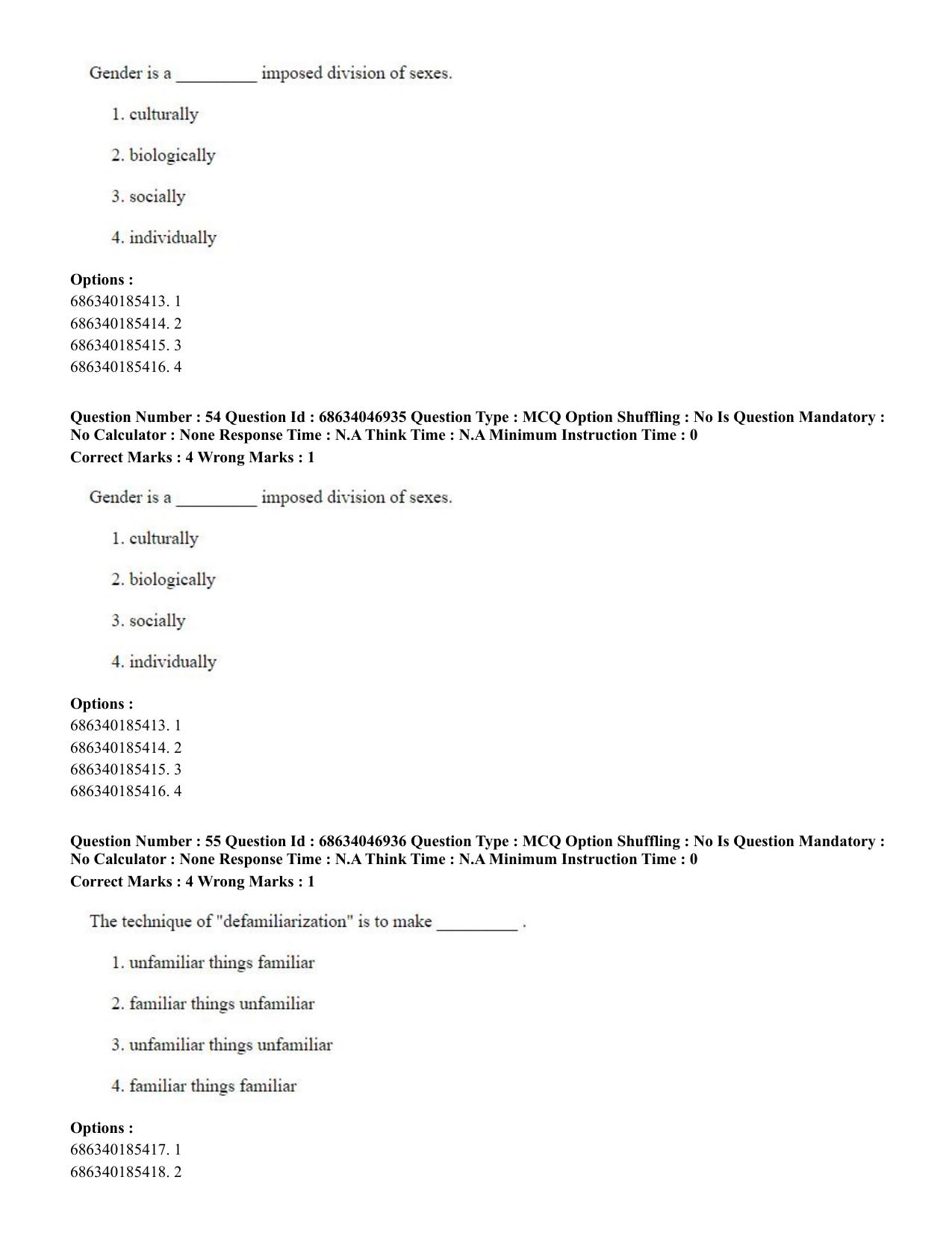 CUET PG 2023: LAQP01 – English (Eng)-shift 2 (30-06-2023) Question Paper - Page 51