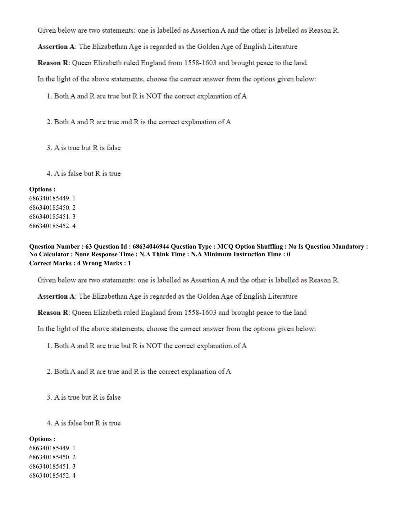 CUET PG 2023: LAQP01 – English (Eng)-shift 2 (30-06-2023) Question Paper - Page 61