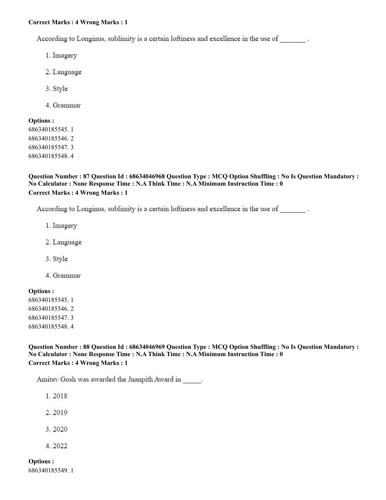 CUET PG 2023: LAQP01 – English (Eng)-shift 2 (30-06-2023) Question Paper - Page 83