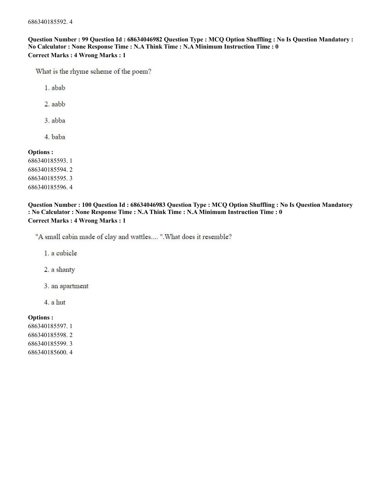 CUET PG 2023: LAQP01 – English (Eng)-shift 2 (30-06-2023) Question Paper - Page 97