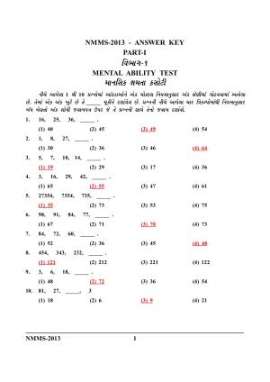 Gujarat NMMS 2013 Answer Key