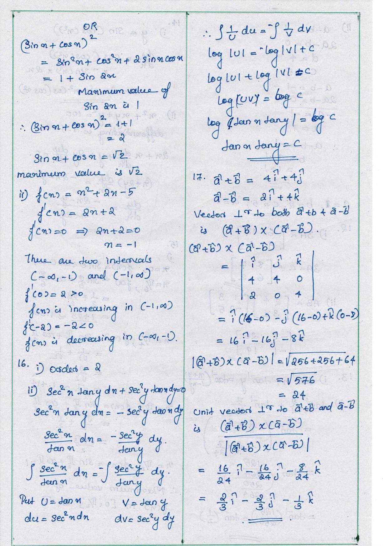 Kerala Plus Two 2021 Maths (Science) Model Answer Key                - Page 4