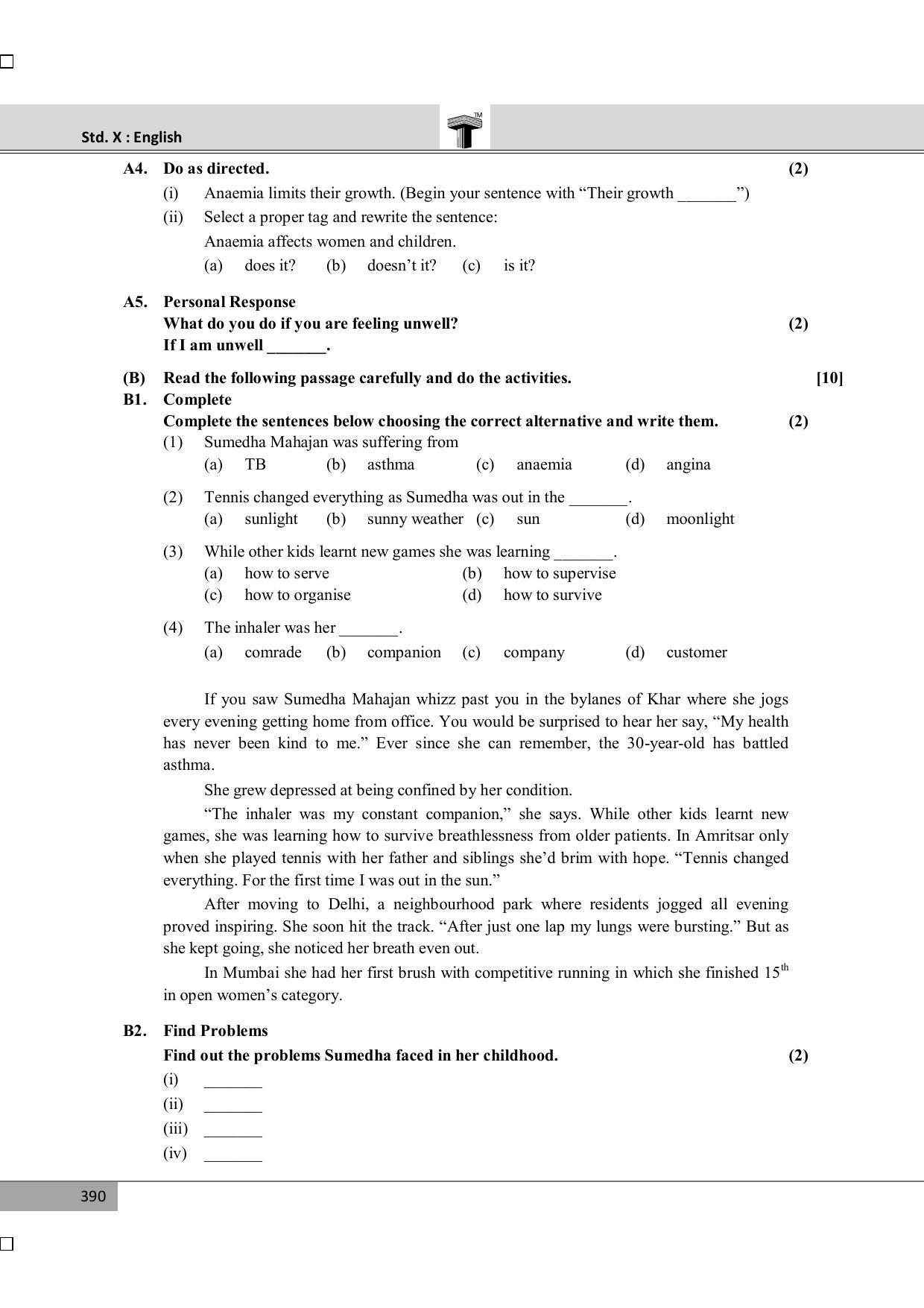 Maharashtra Board SSC October 2014- ENGLISH (MM) Question Paper - Page 4