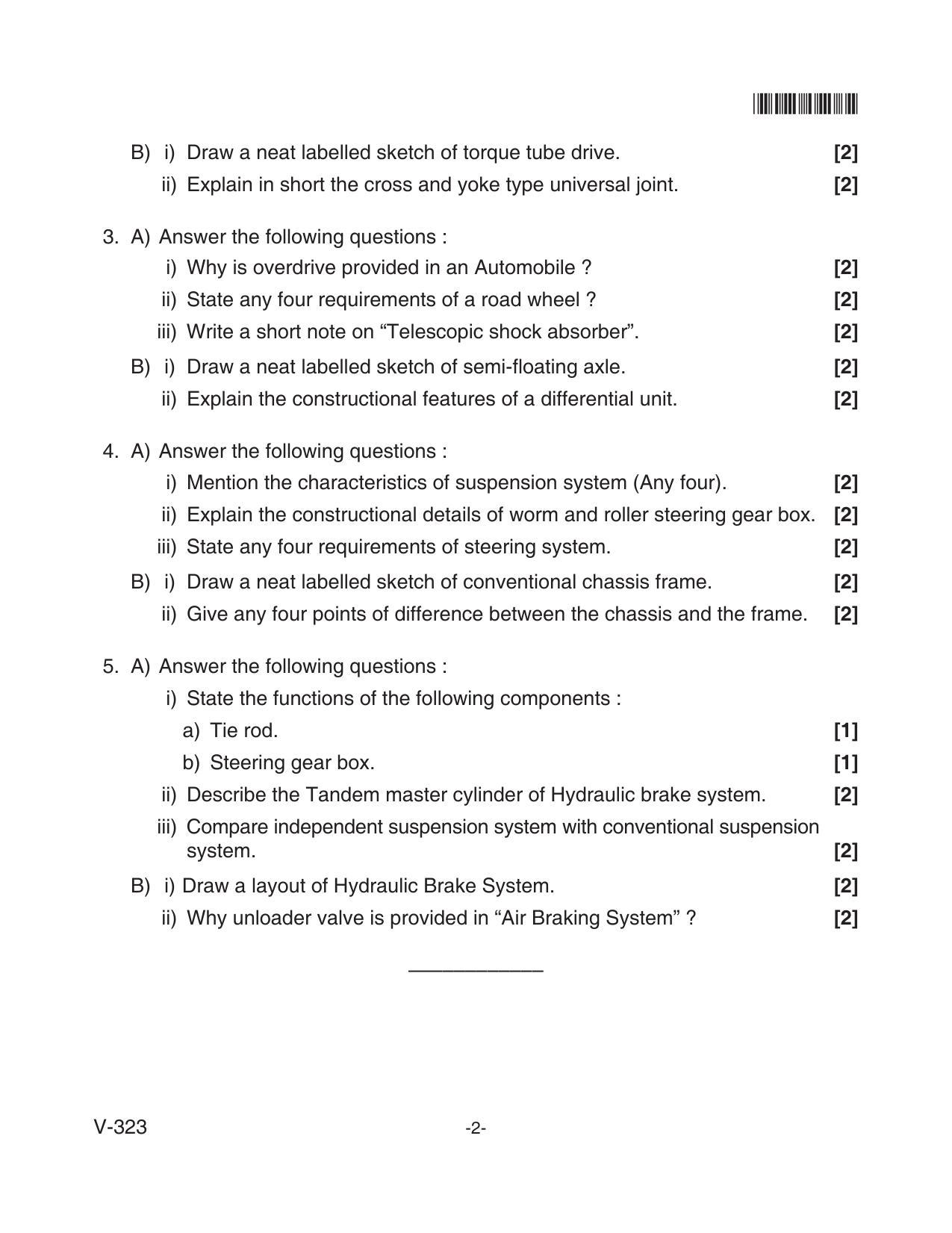Goa Board Class 12 Auto - Transmission  Voc 323 (June 2018) Question Paper - Page 2