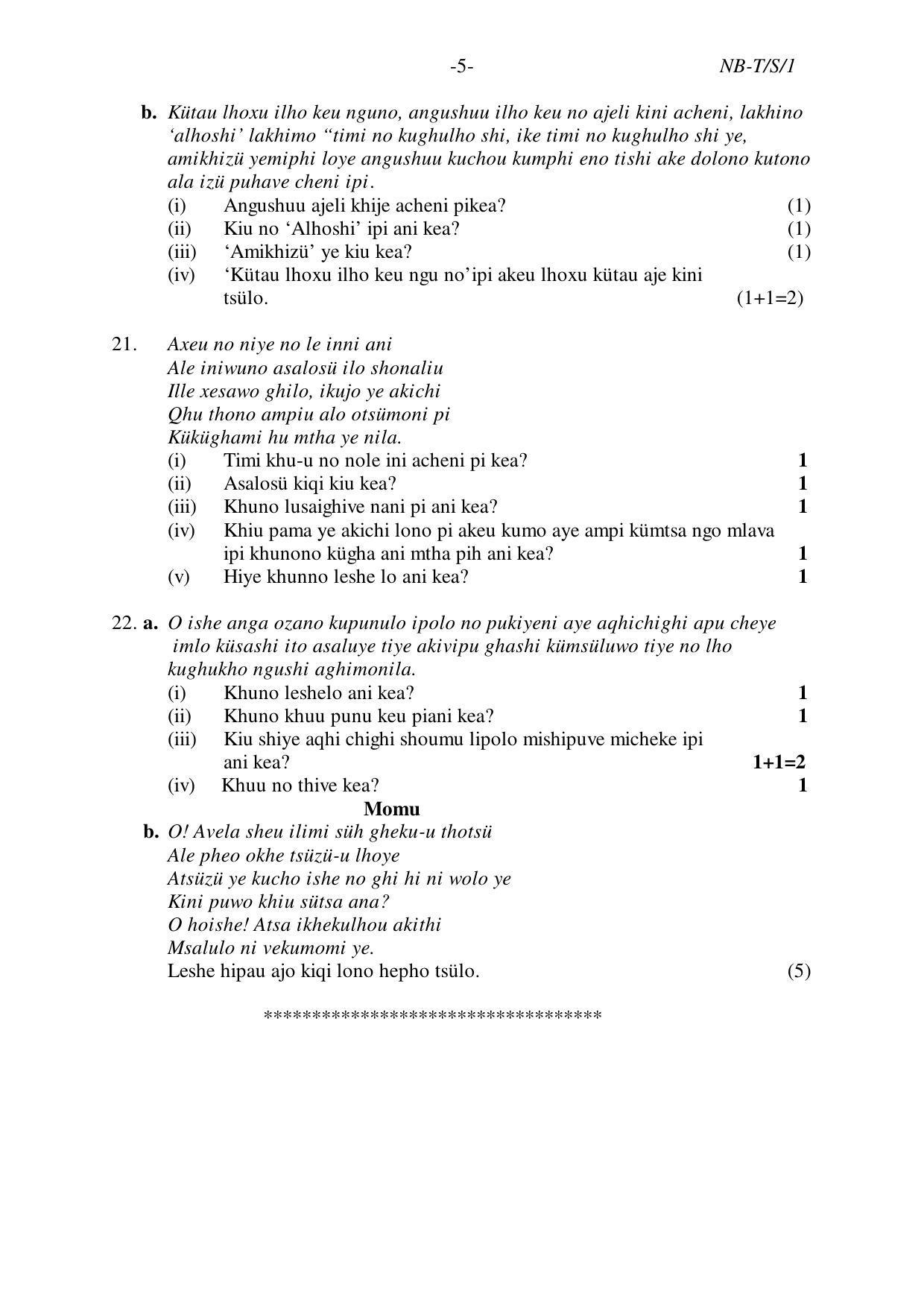 Nagaland Board Class 10 SUMI (SÜTSAH) 2020 Question Paper - Page 5