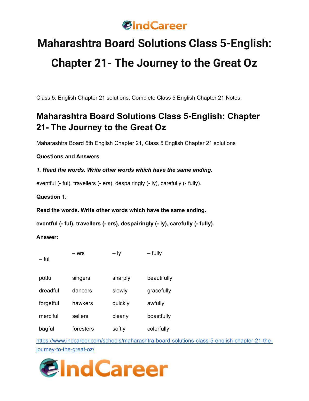 Maharashtra Board Solutions Class 5-English: Chapter 21- The Journey to the Great Oz - Page 2