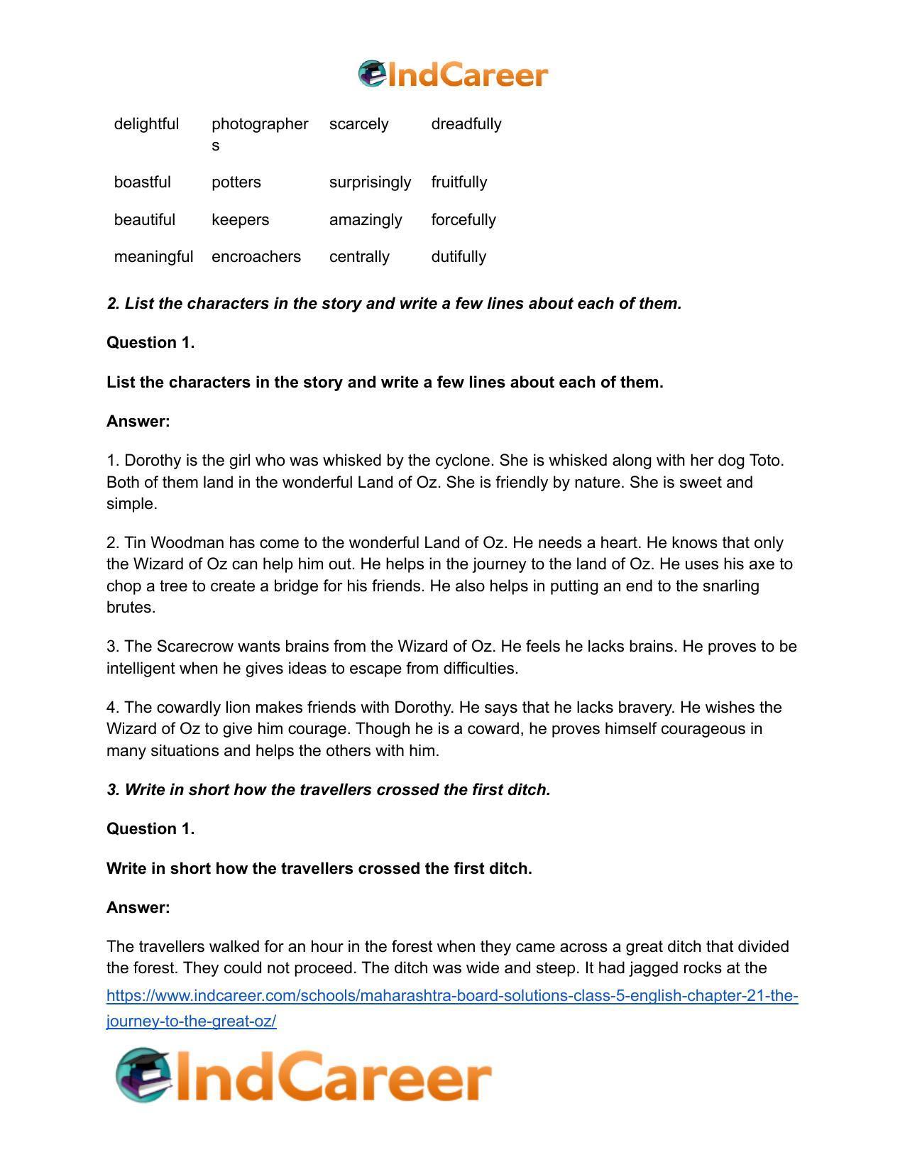 Maharashtra Board Solutions Class 5-English: Chapter 21- The Journey to the Great Oz - Page 3