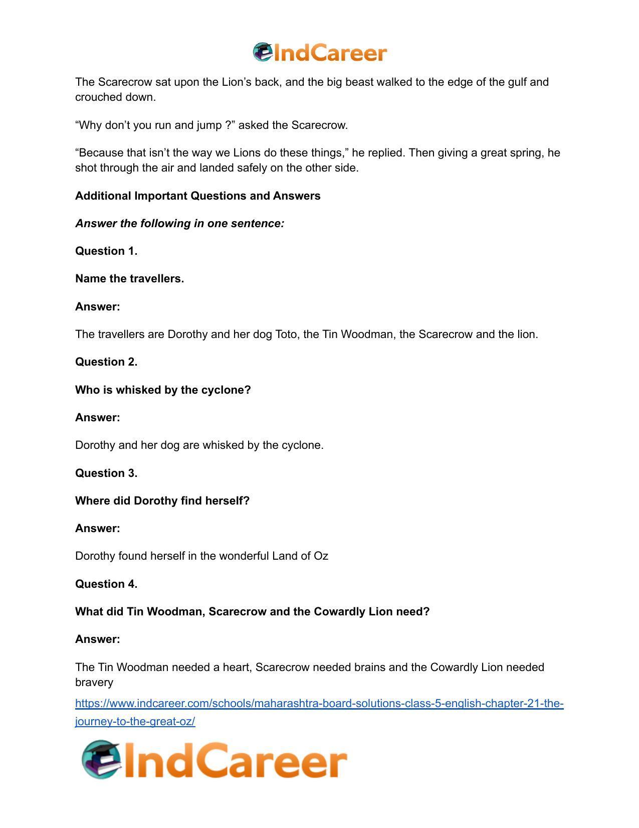 Maharashtra Board Solutions Class 5-English: Chapter 21- The Journey to the Great Oz - Page 7