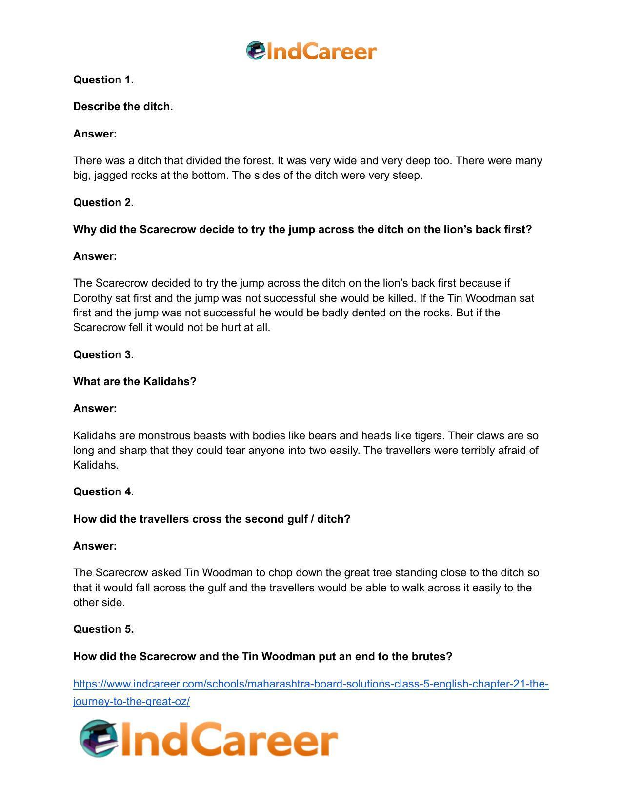 Maharashtra Board Solutions Class 5-English: Chapter 21- The Journey to the Great Oz - Page 9