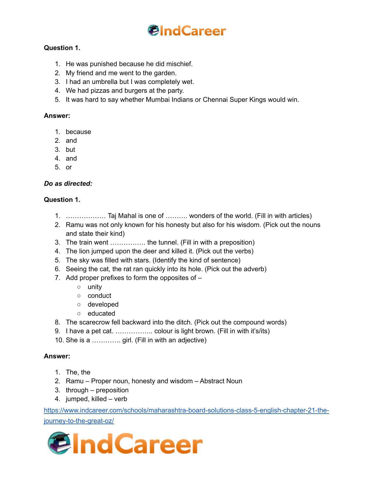 Maharashtra Board Solutions Class 5-English: Chapter 21- The Journey to the Great Oz - Page 11
