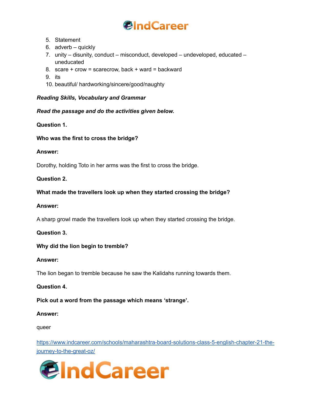 Maharashtra Board Solutions Class 5-English: Chapter 21- The Journey to the Great Oz - Page 12