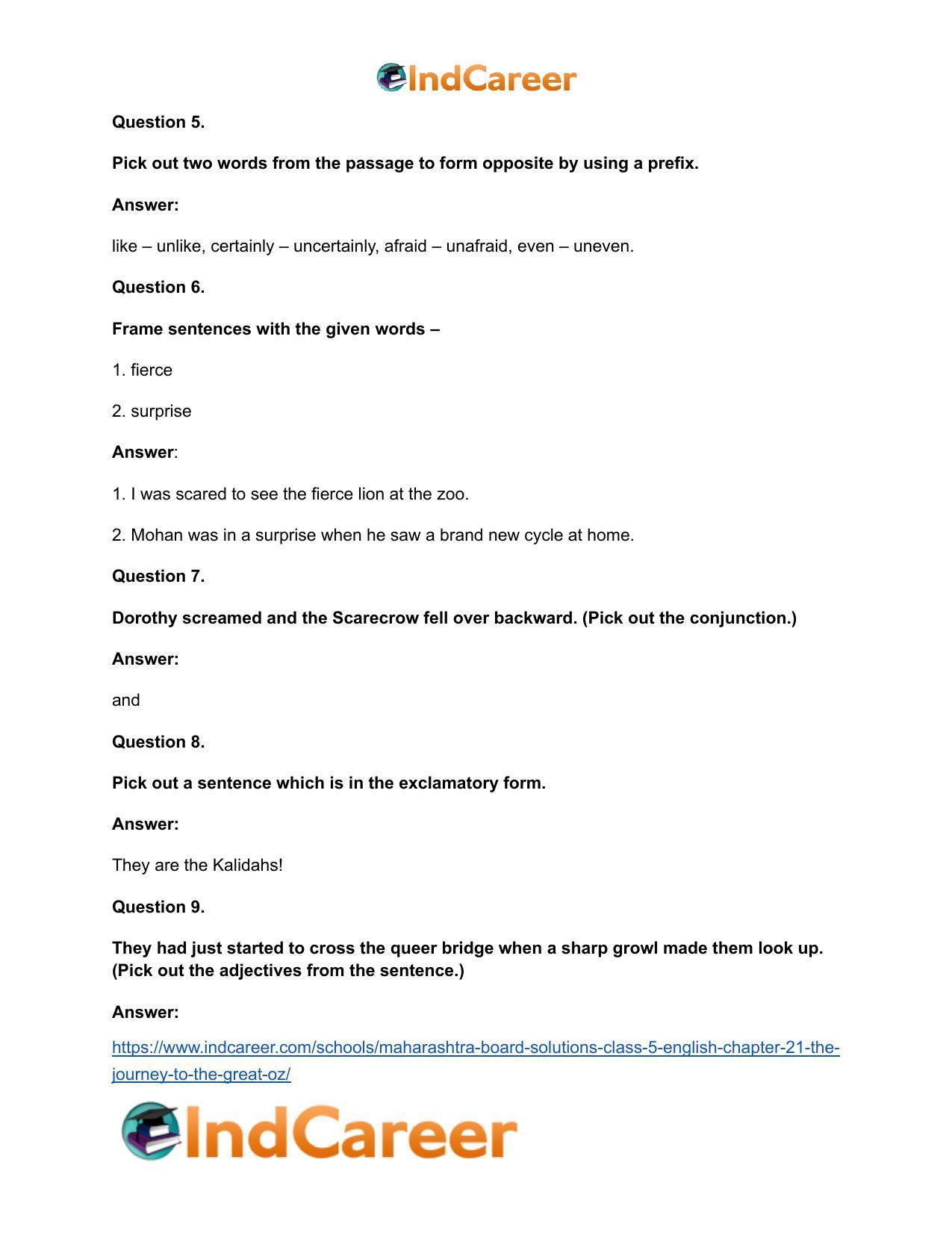 Maharashtra Board Solutions Class 5-English: Chapter 21- The Journey to the Great Oz - Page 13