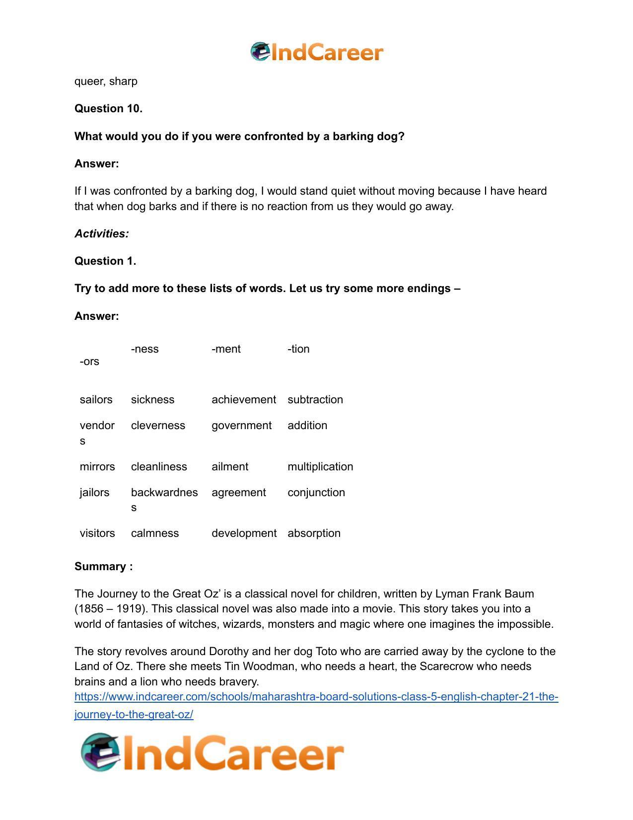 Maharashtra Board Solutions Class 5-English: Chapter 21- The Journey to the Great Oz - Page 14