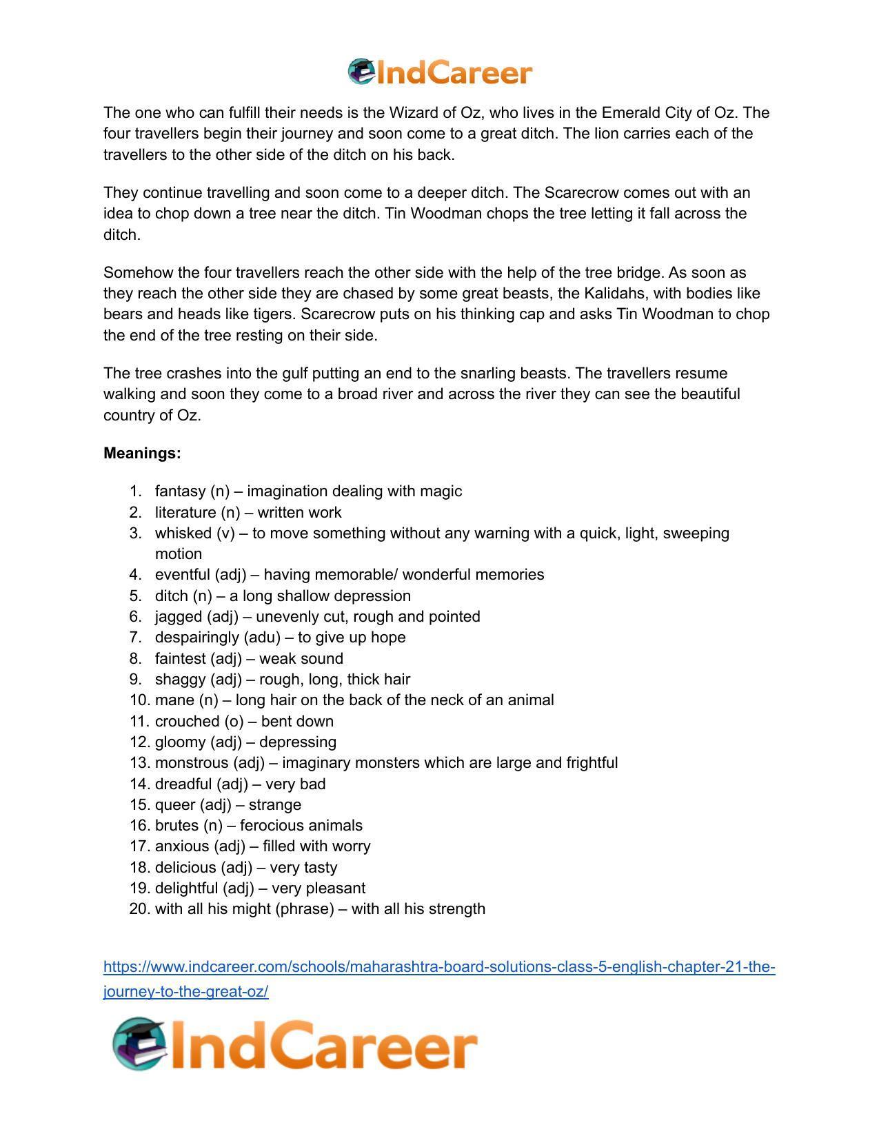 Maharashtra Board Solutions Class 5-English: Chapter 21- The Journey to the Great Oz - Page 15