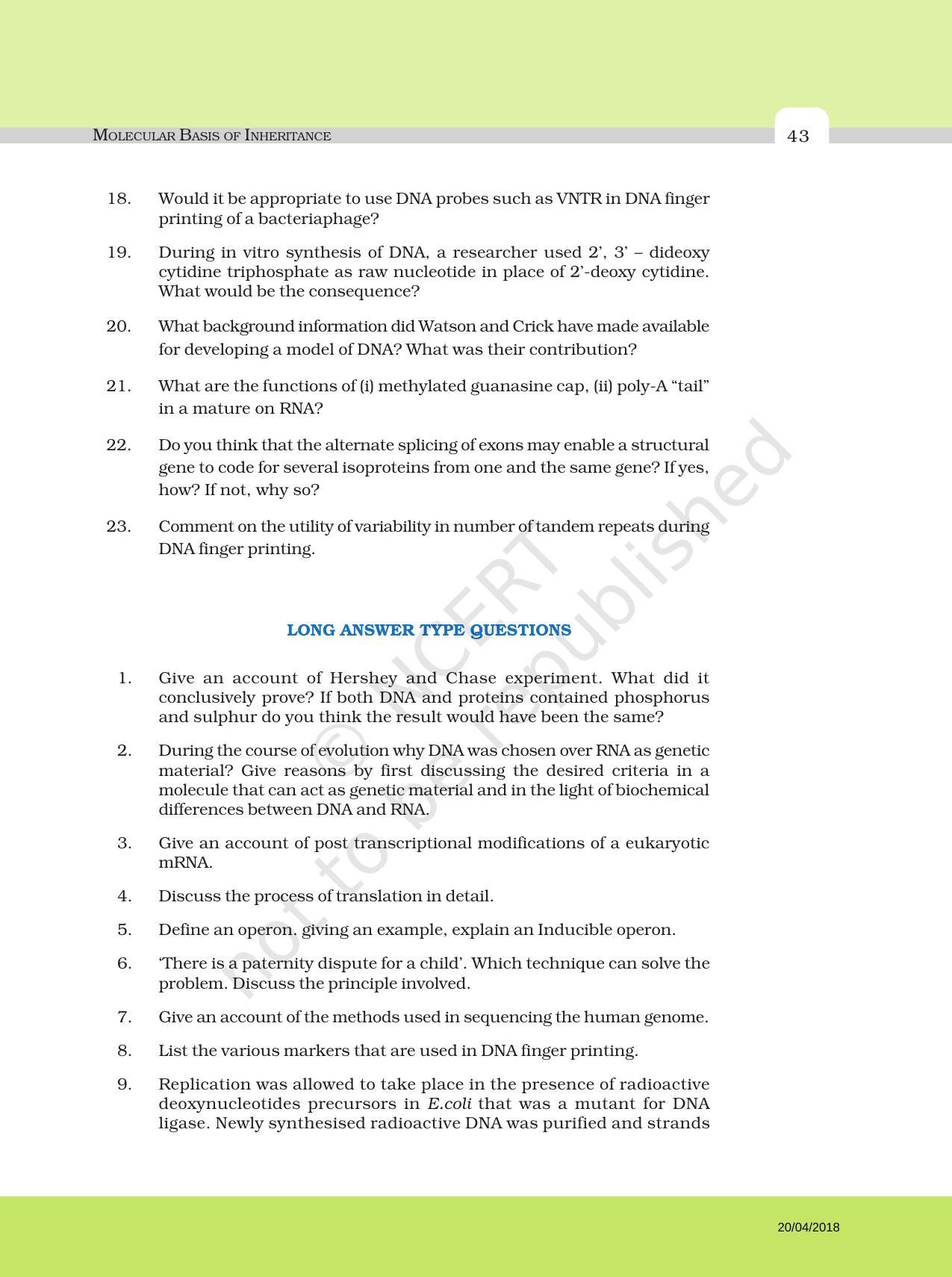NCERT Exemplar Book for Class 12 Biology: Chapter 6 Molecular Basis of Inheritance - Page 8