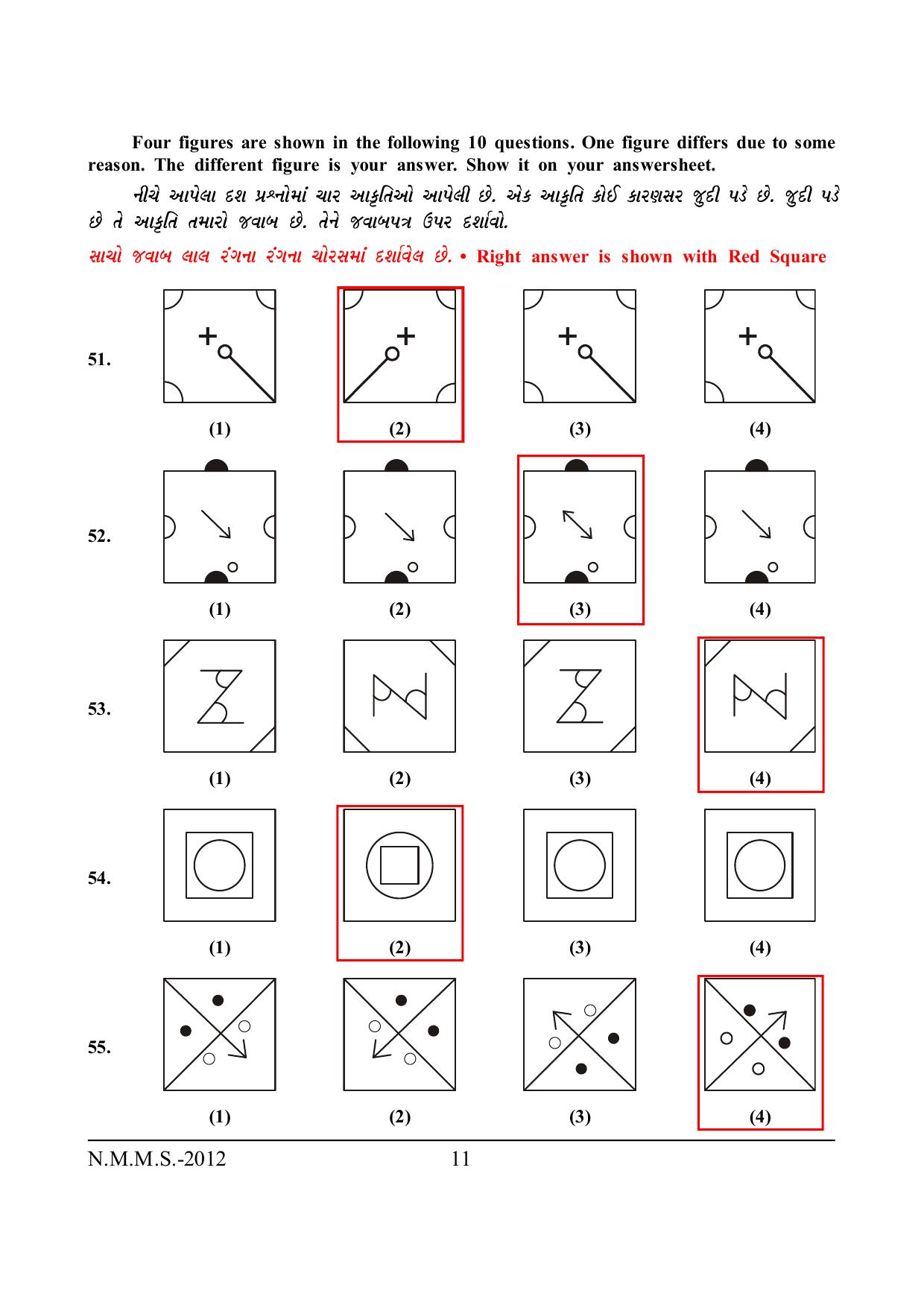 Gujarat NMMS 2012 Answer Key - Page 8